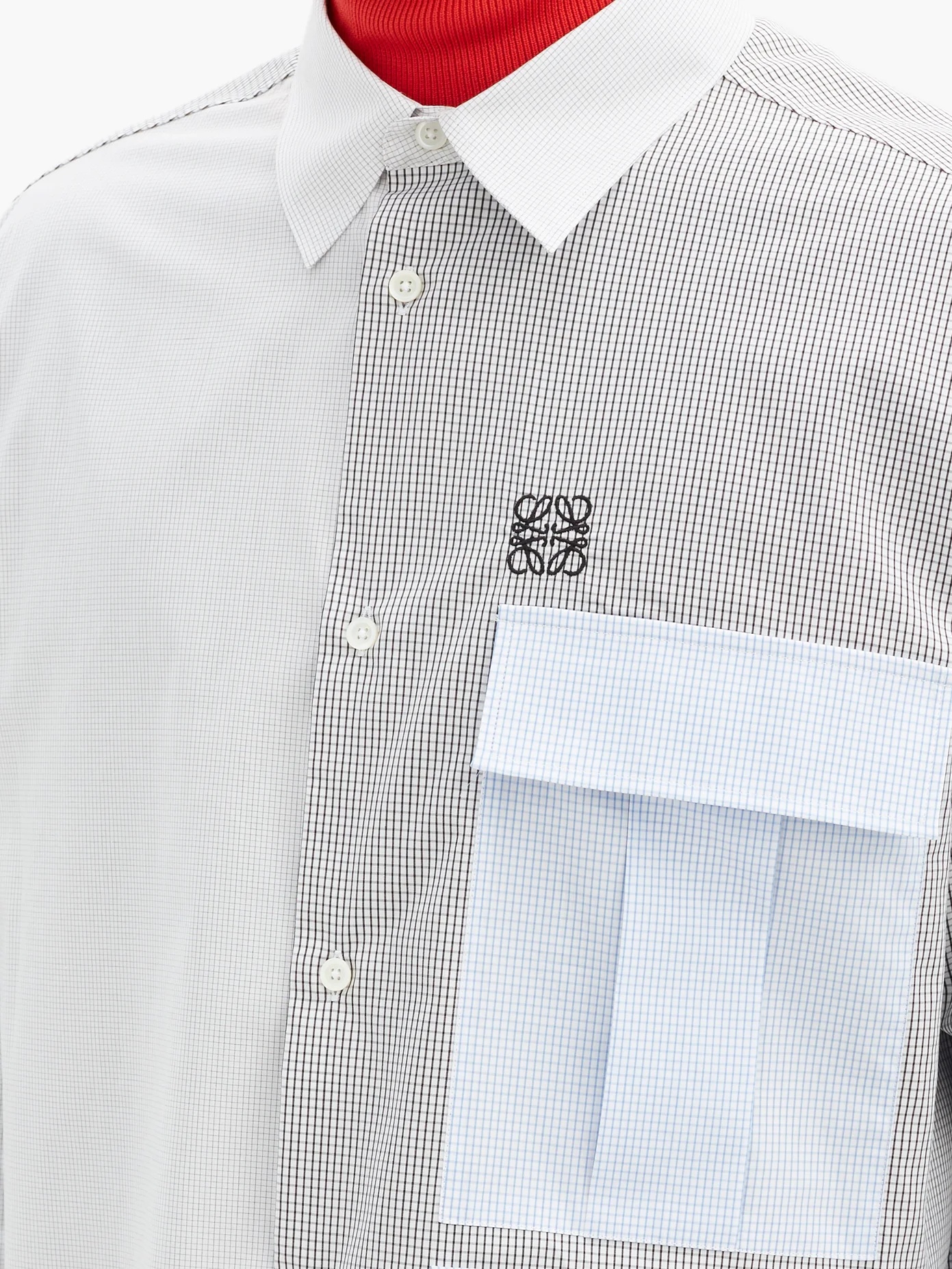 Anagram-embroidered checked cotton shirt - 3