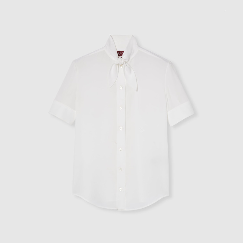 Silk crêpe de chine shirt with embroidery 1