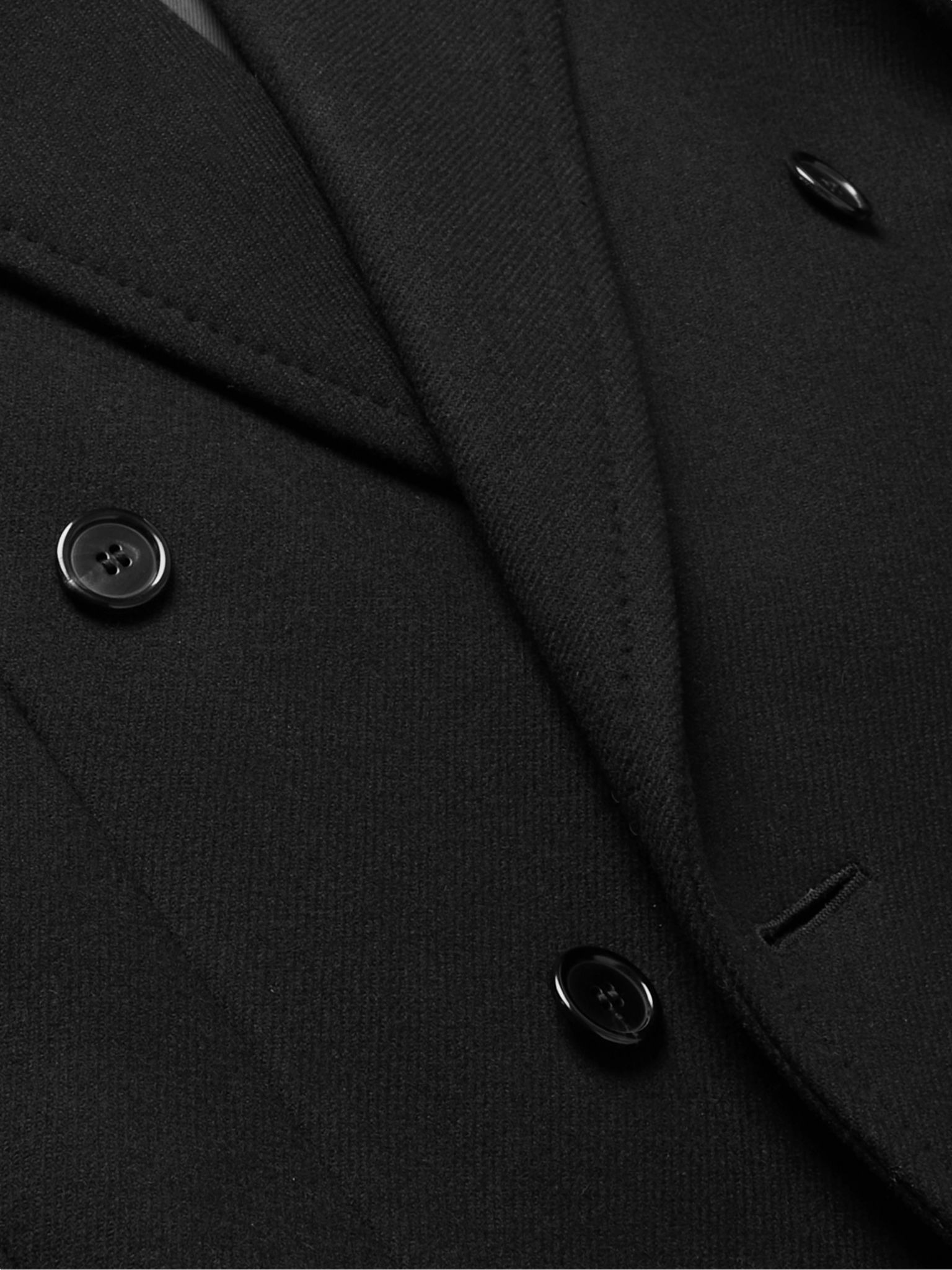 Double-Breasted Wool Overcoat Black - 4