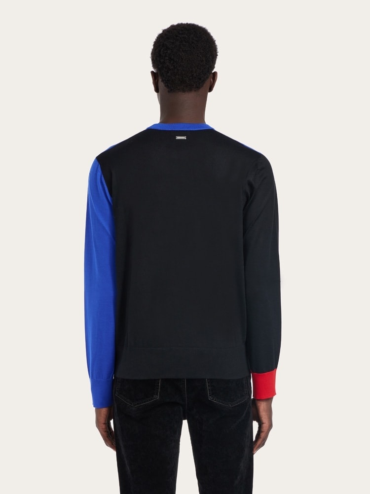 COLOR BLOCK NECK SWEATER - 3