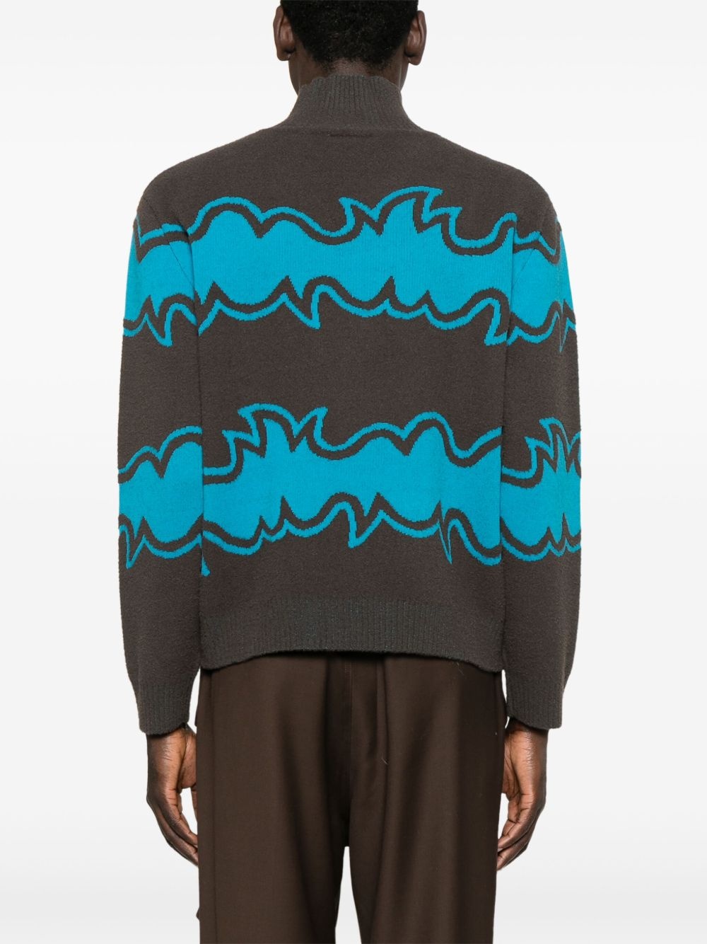 jacquard zip-up cardigan - 4