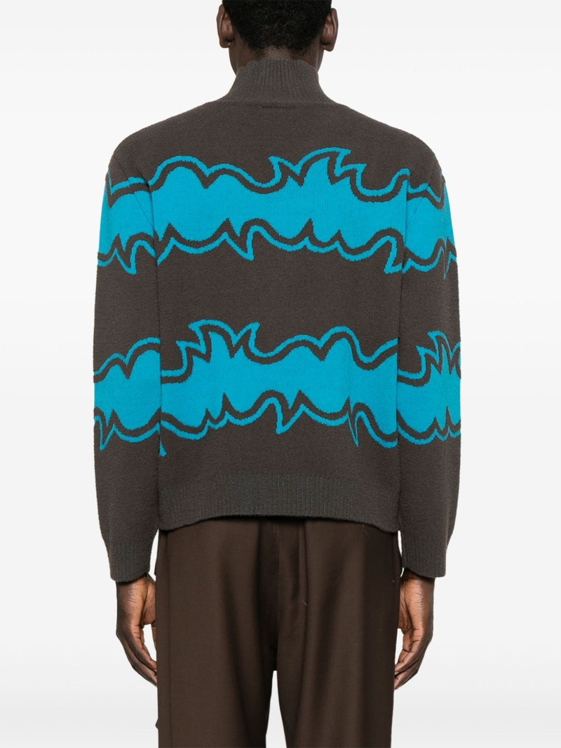 jacquard zip-up cardigan 4