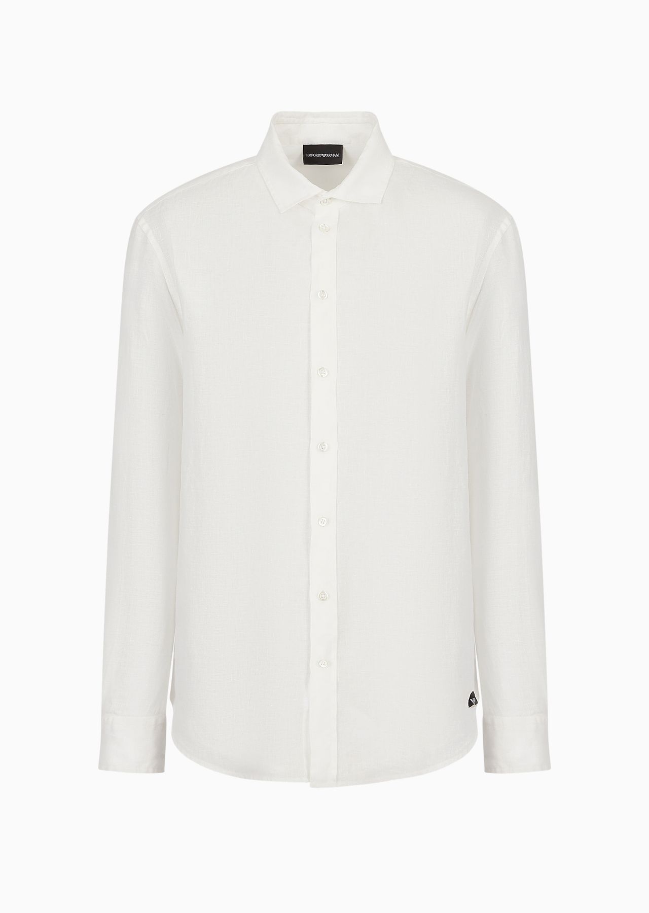 Garment-dyed linen shirt with French collar - 1