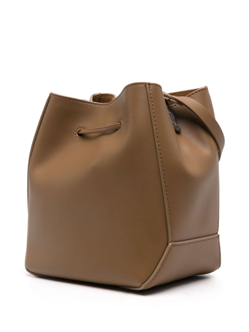 Monili-chain leather bucket bag - 3