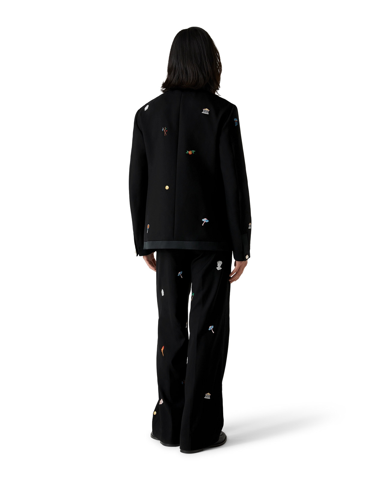Embroidered Motif Wool Tailored Trousers | Casablanca Paris - 3