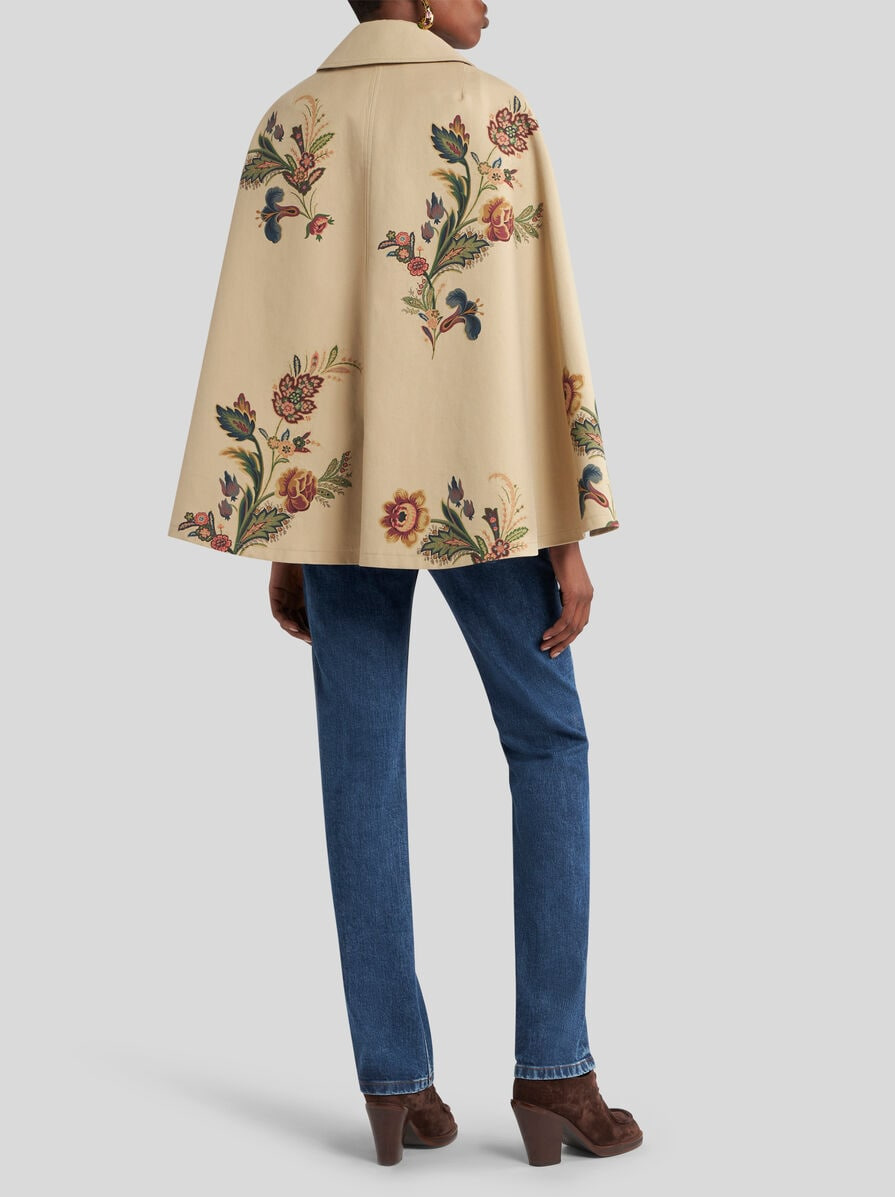 CAPE-STYLE TRENCH COAT WITH FLORAL PRINT - 4