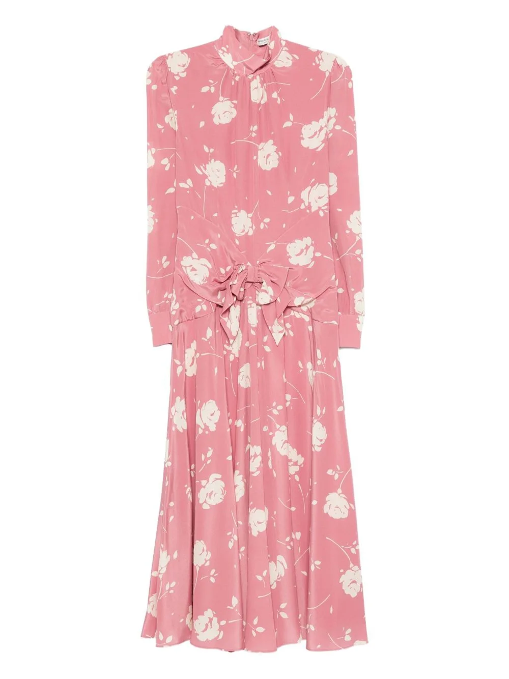 rose-print belted midi dress - 1