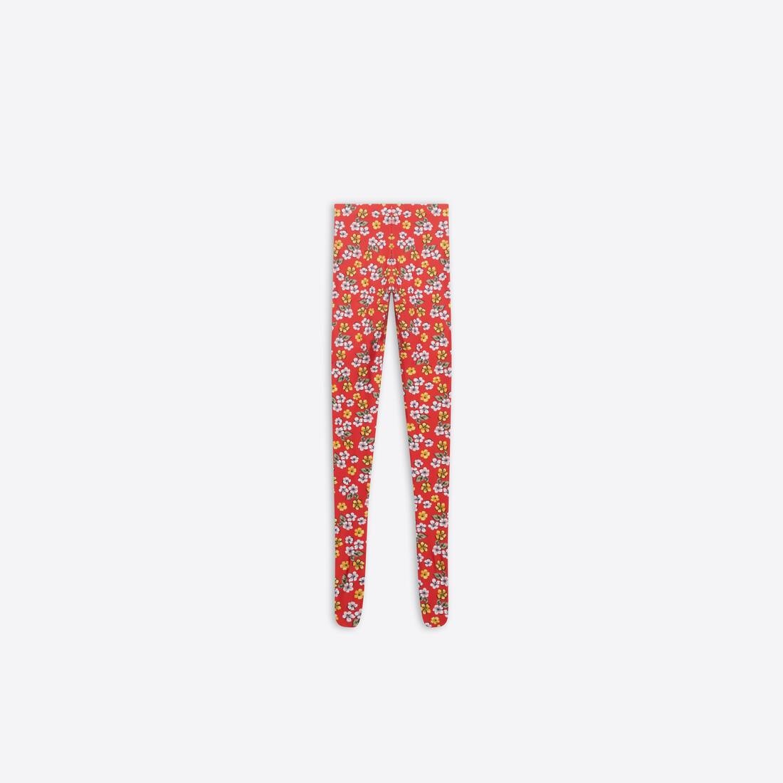 Women's Archive Floral Foot Leggings in Red - 2
