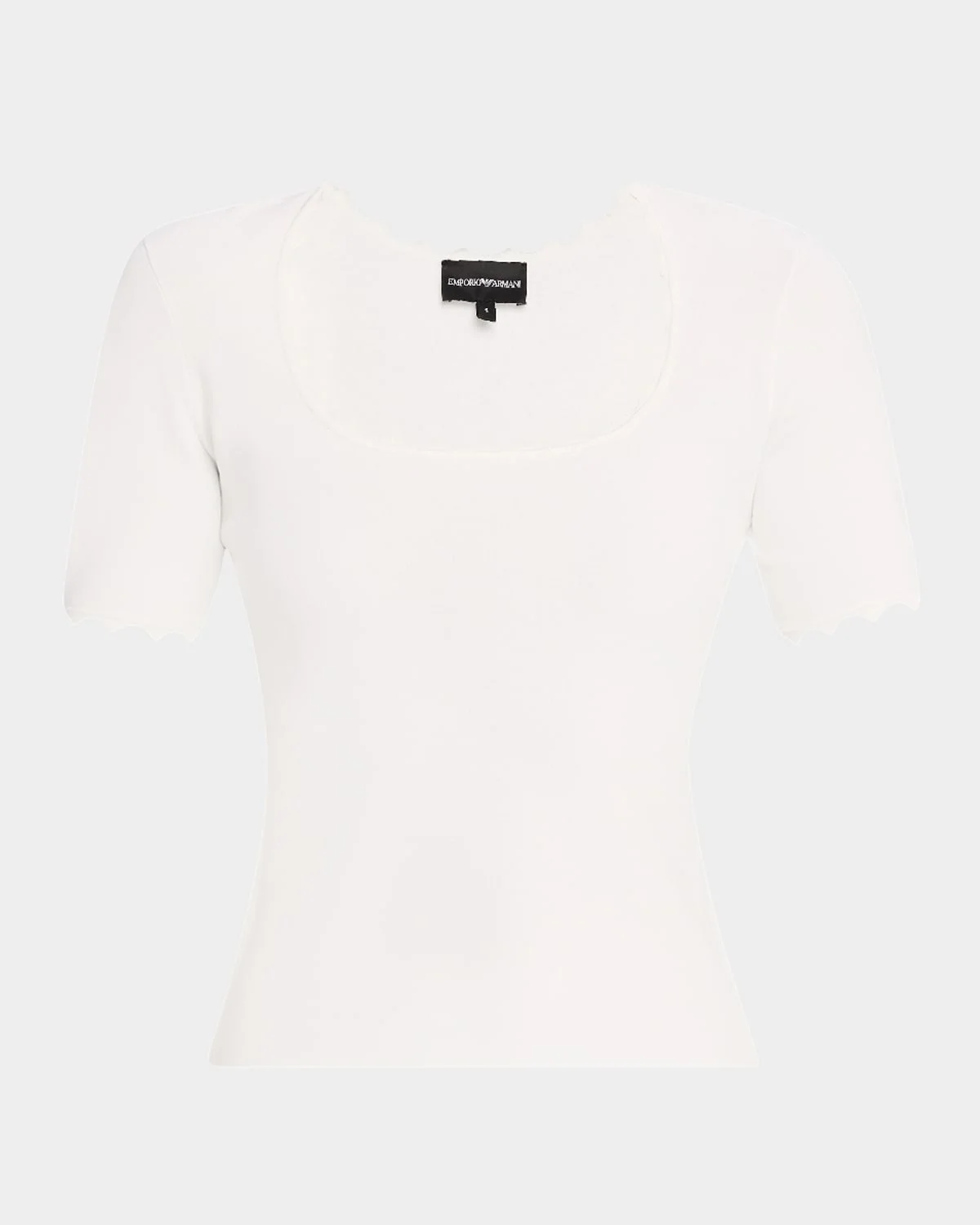 Scalloped Scoop-Neck Stretch Milano Blouse - 1