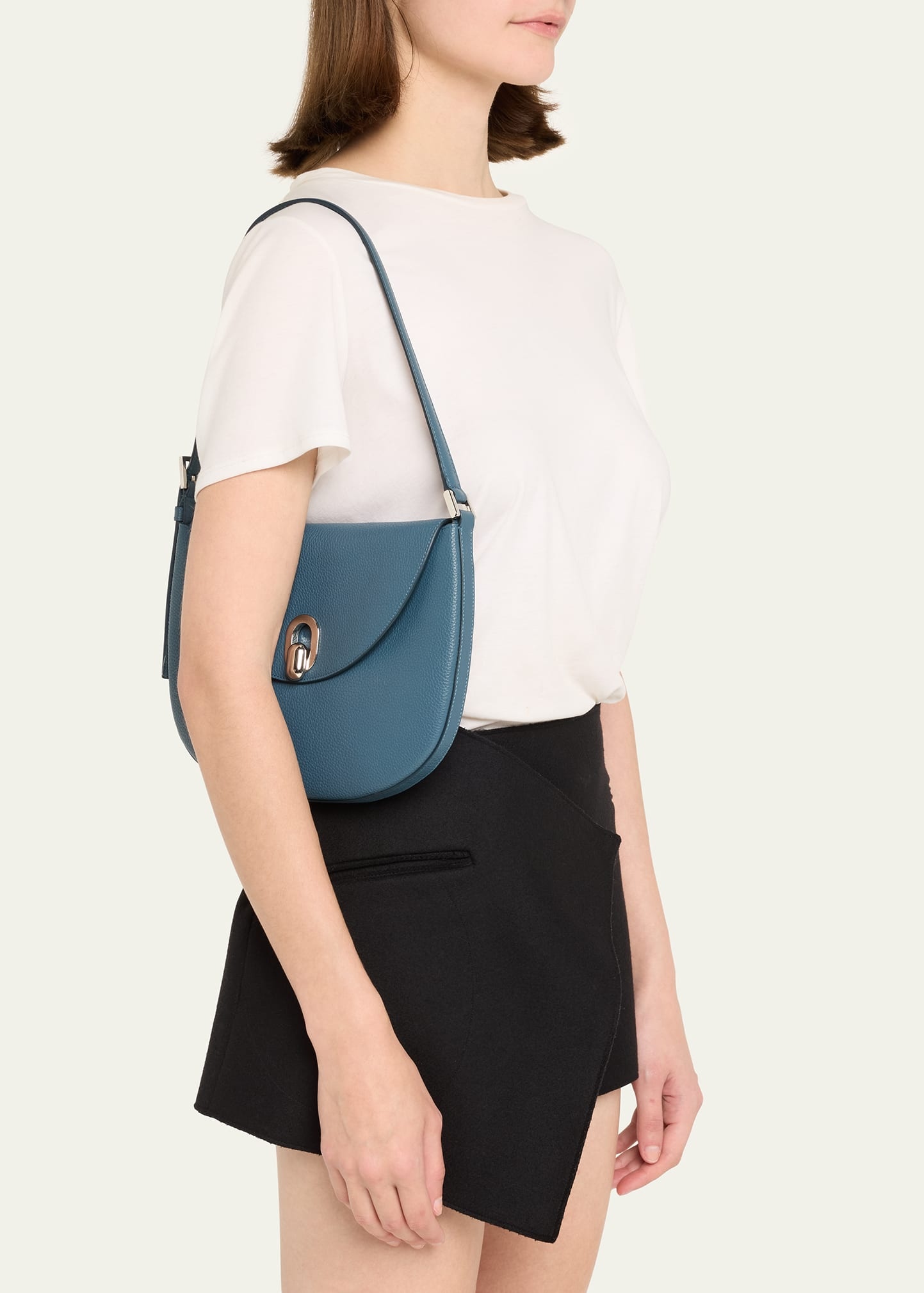 Tondo Small Grain Leather Hobo Bag - 2