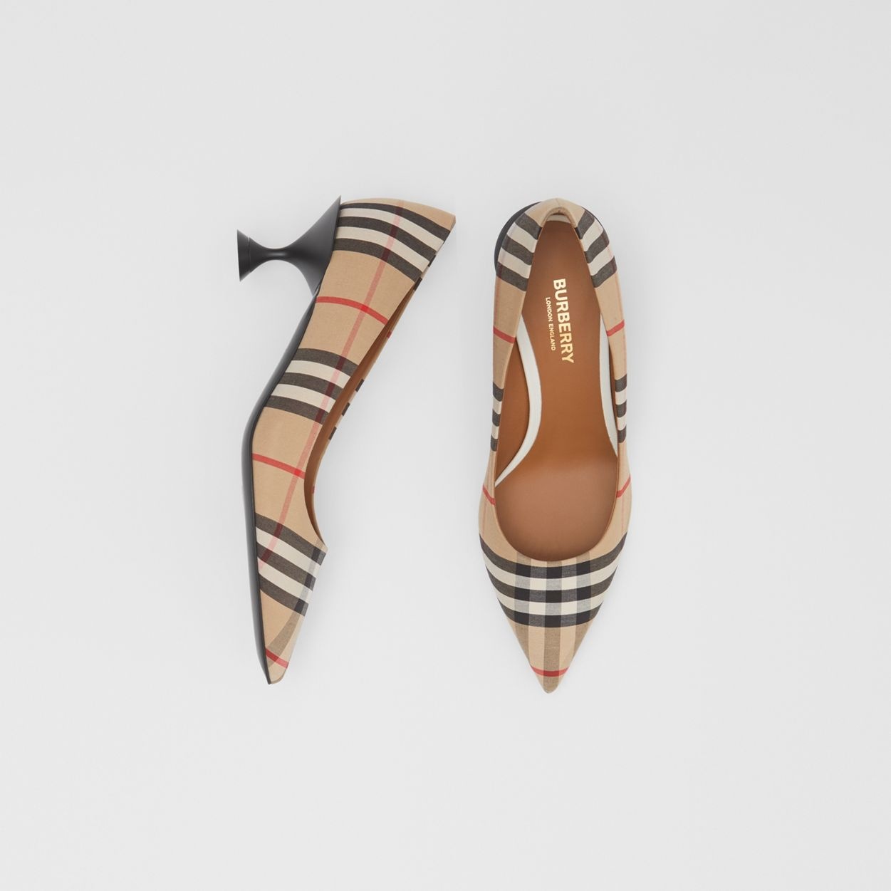 Vintage Check Cotton Pumps - 2