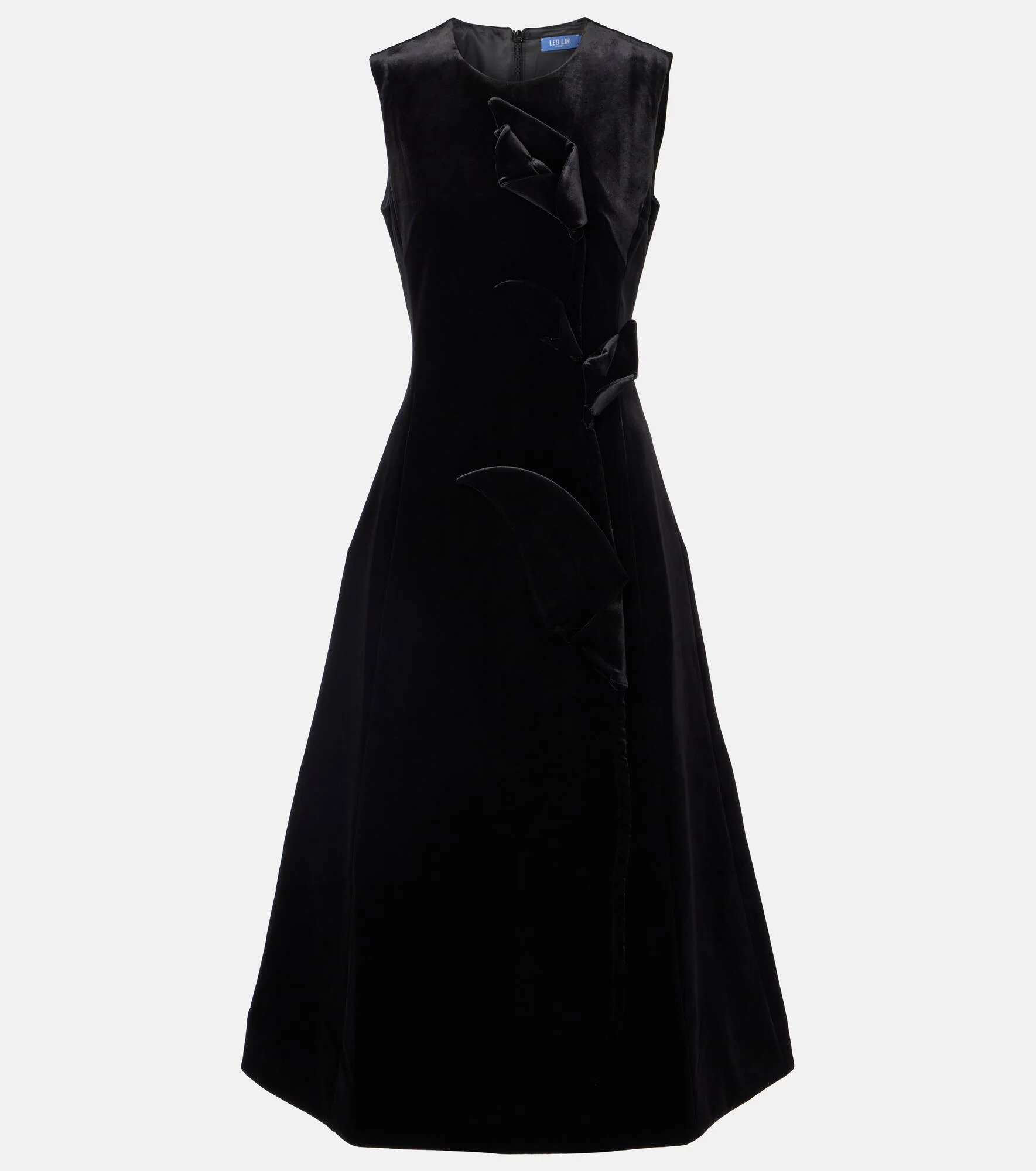Cleo floral-appliqué velvet midi dress - 1
