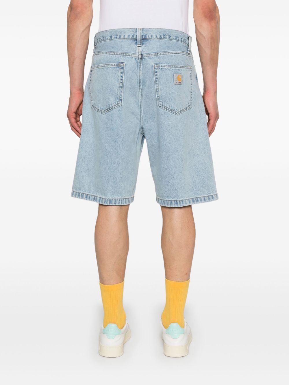 logo-detail denim shorts - 4