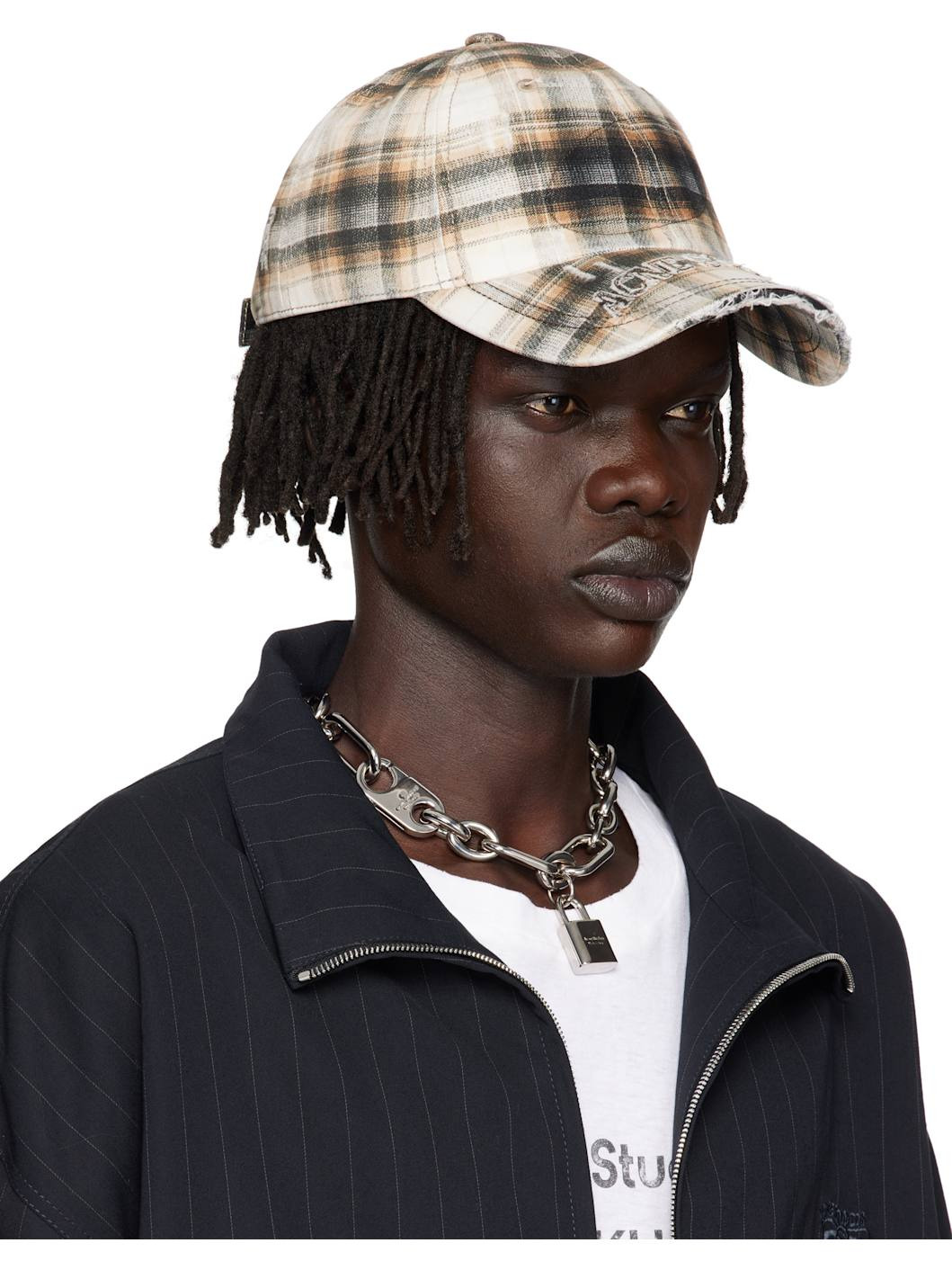 Beige & Black Distressed Cap - 2