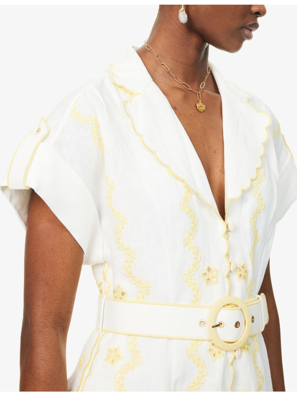 Lucky Embroidered Linen Midi Dress - 5