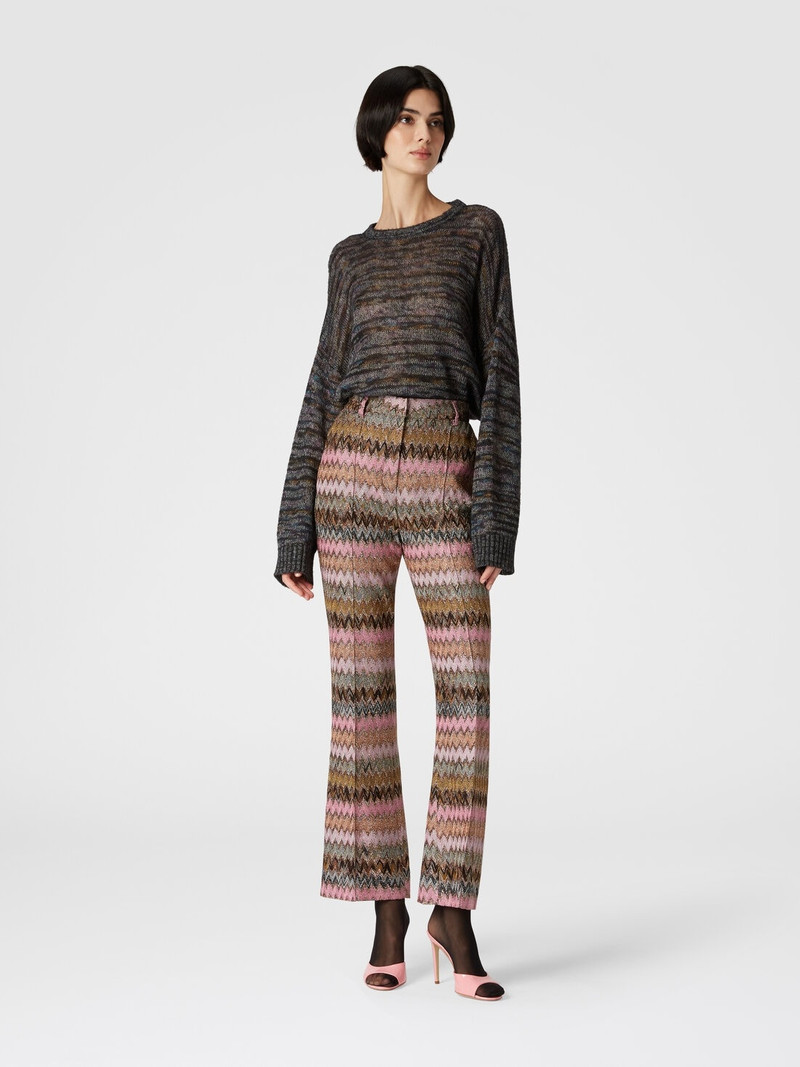 Missoni Zigzag lamé viscose blend cropped trousers outlook
