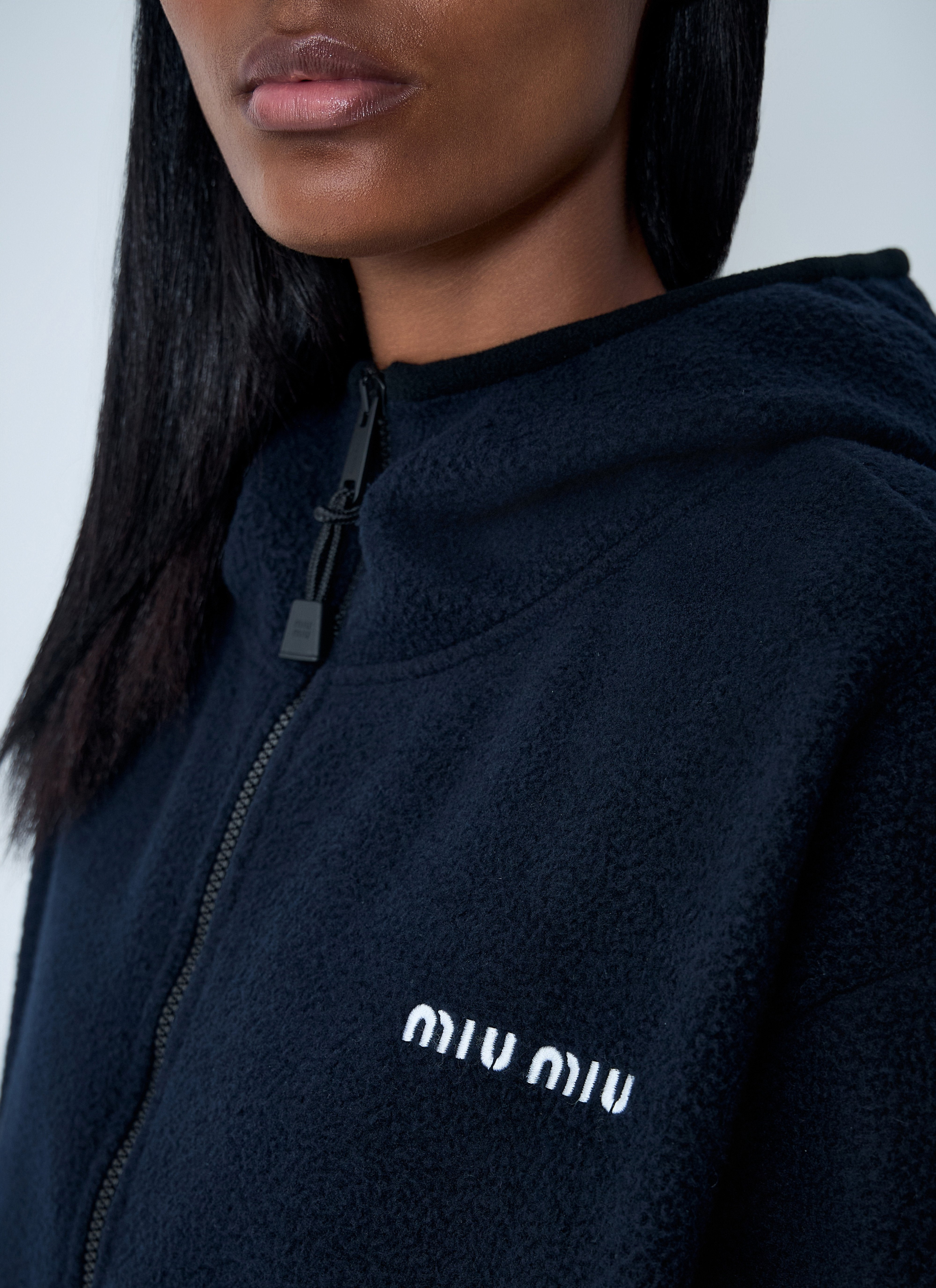 Miu Miu Women Hooded Logo Motif Sweatshirt - 5