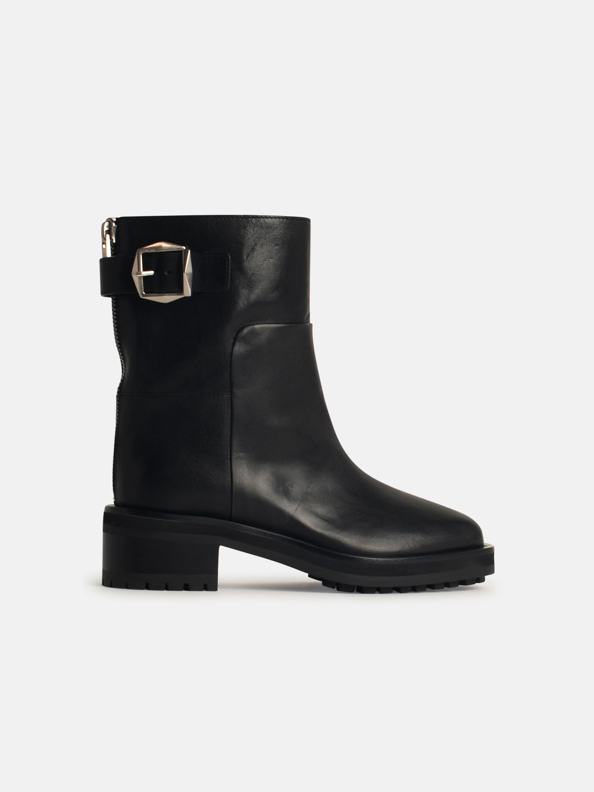 'BROOKLYN' BLACK LEATHER ANKLE BOOTS - 1