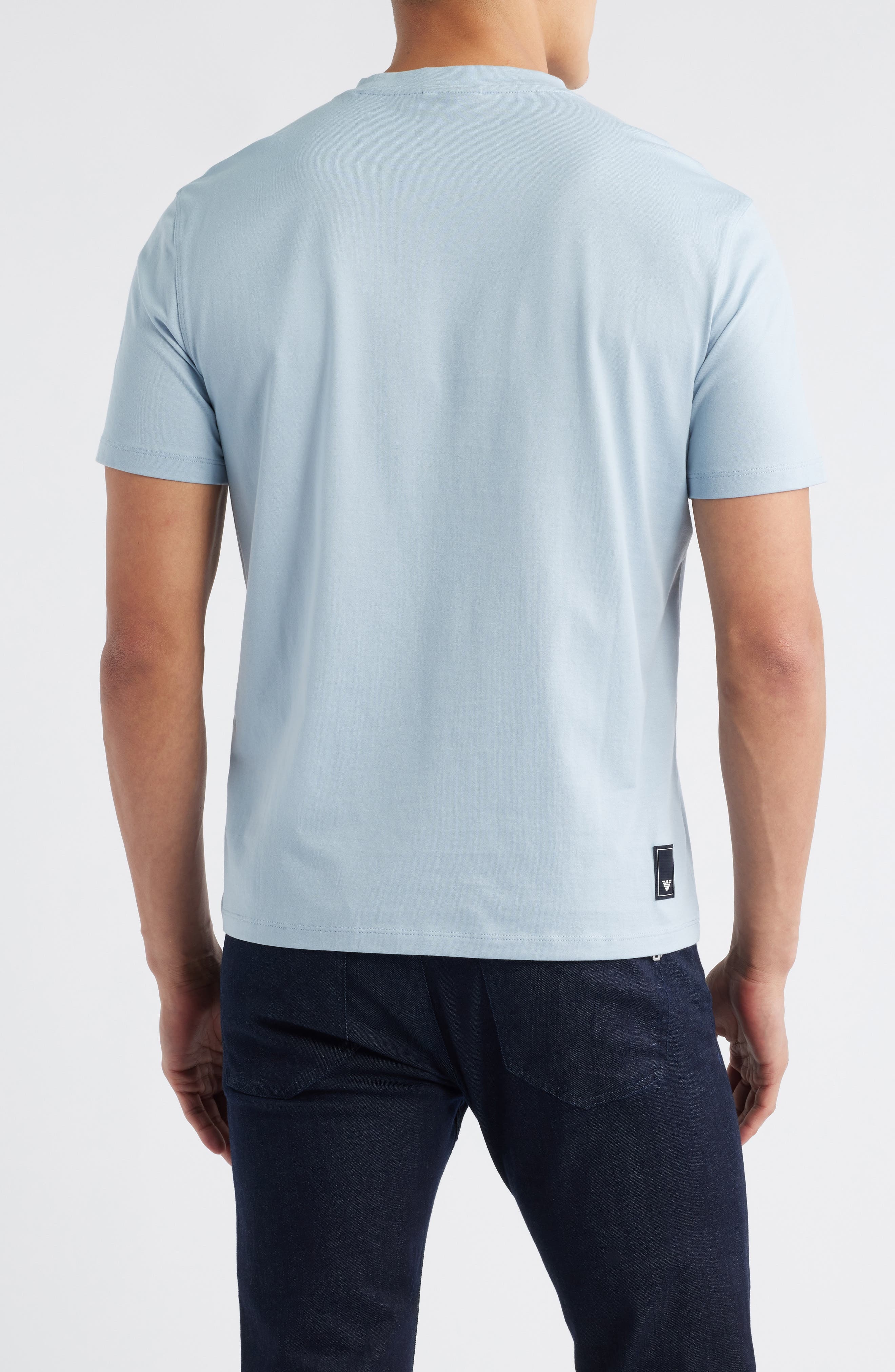 Emporio Armani Logo Embroidered Cotton T-Shirt in Light Blue at Nordstrom - 2