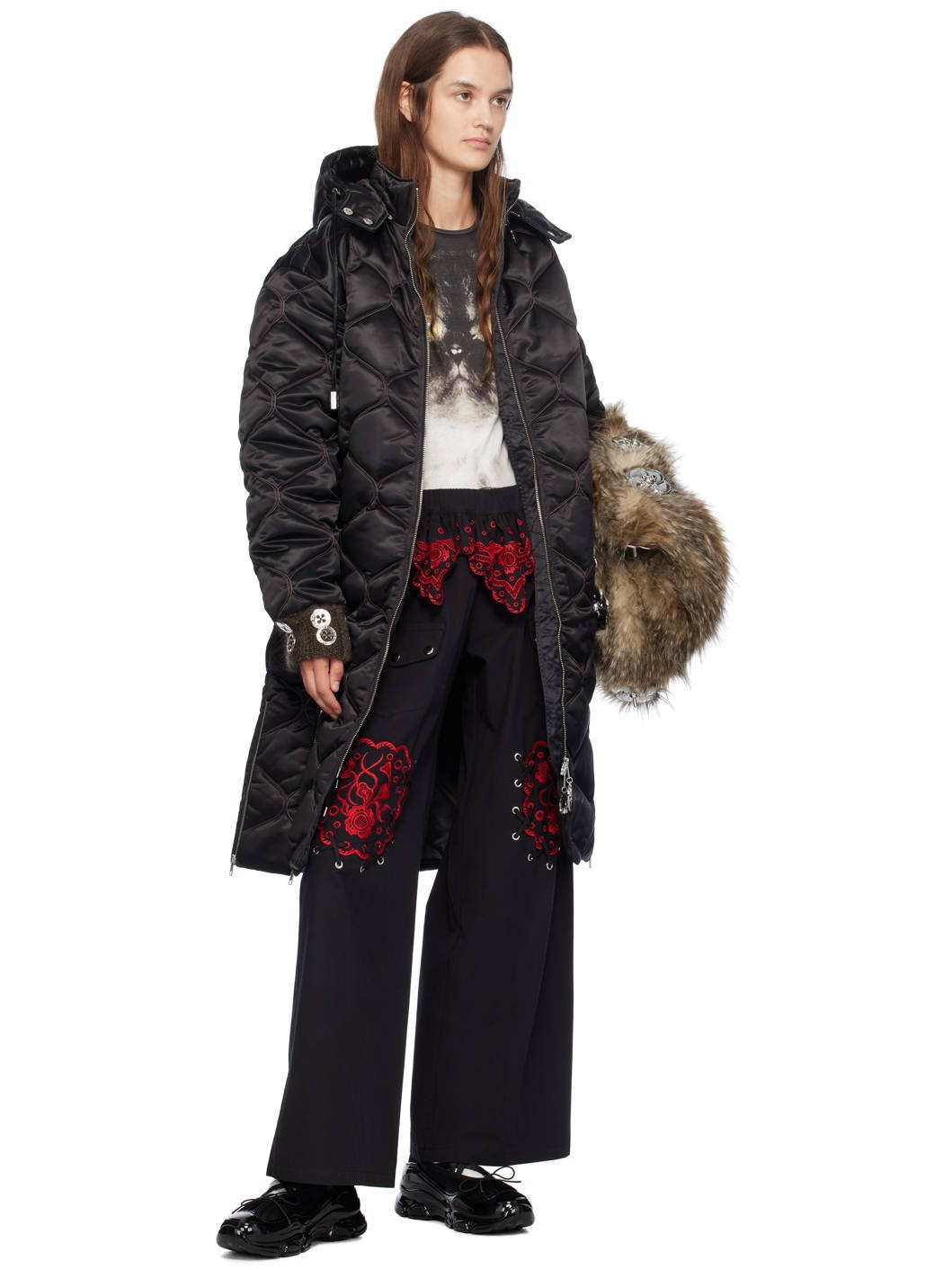 Black Lovey Long Puffer Coat - 5