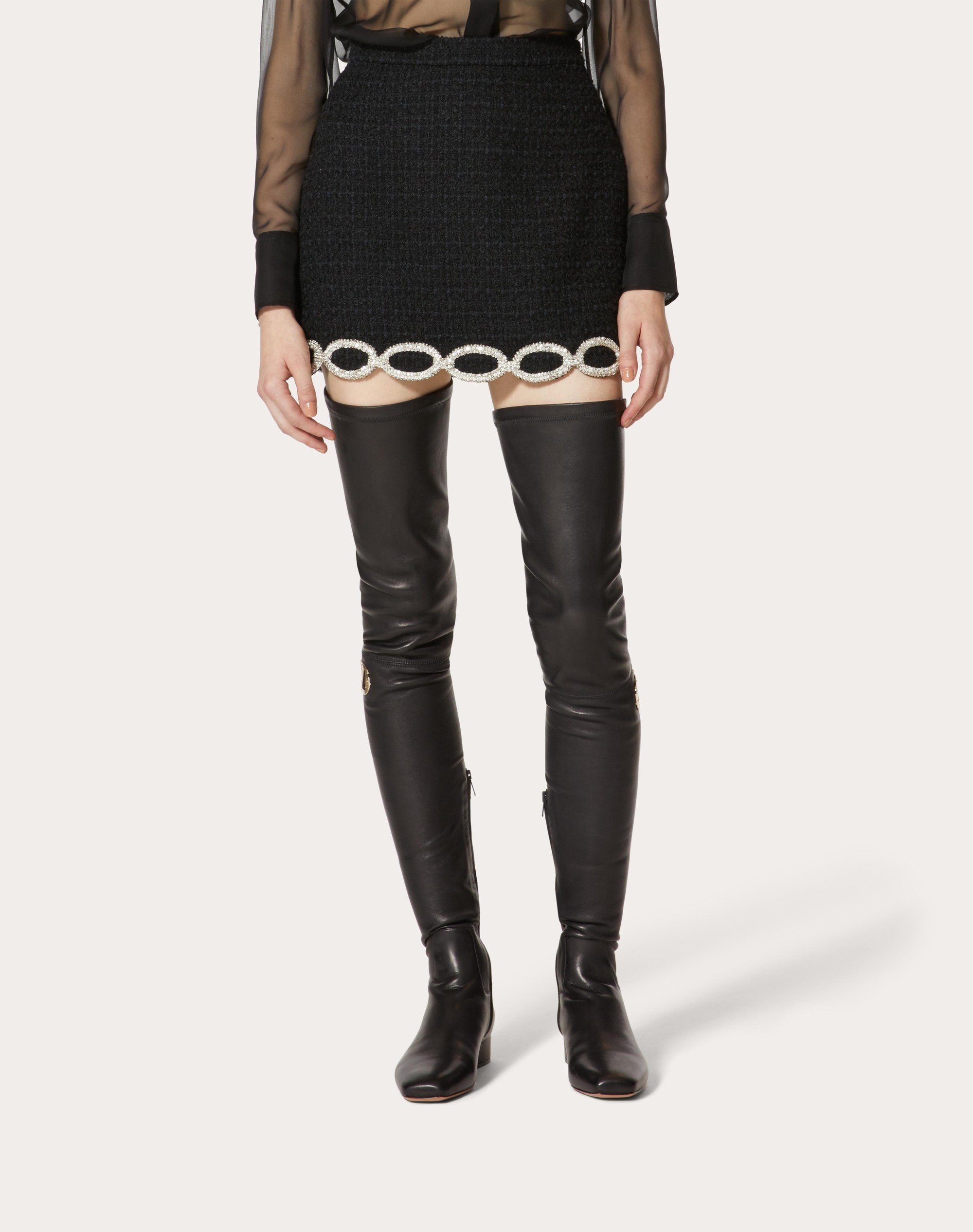 EMBROIDERED WOOL TWEED SKIRT - 3