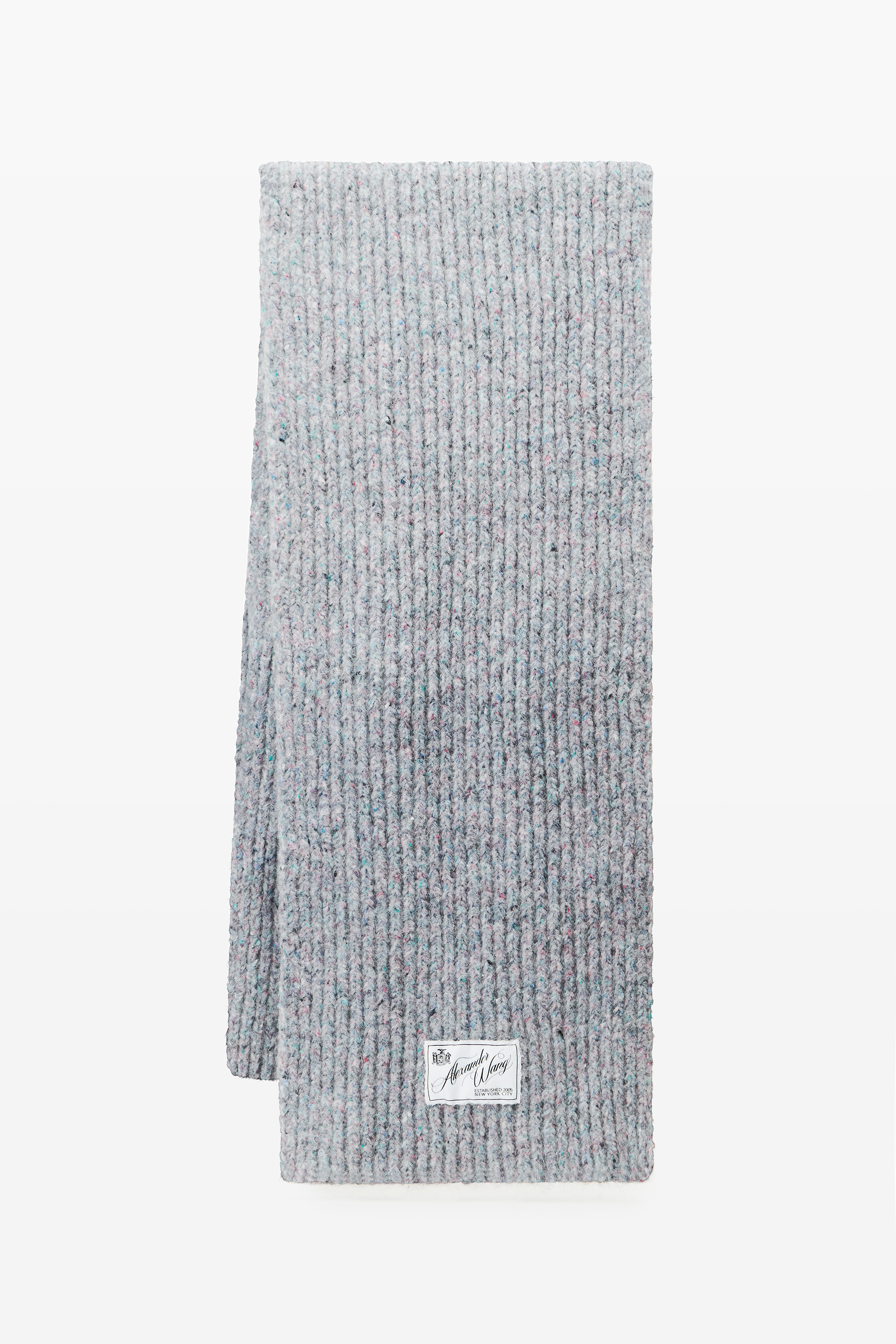 Grey Mouline Tweed Knit Scarf - 1