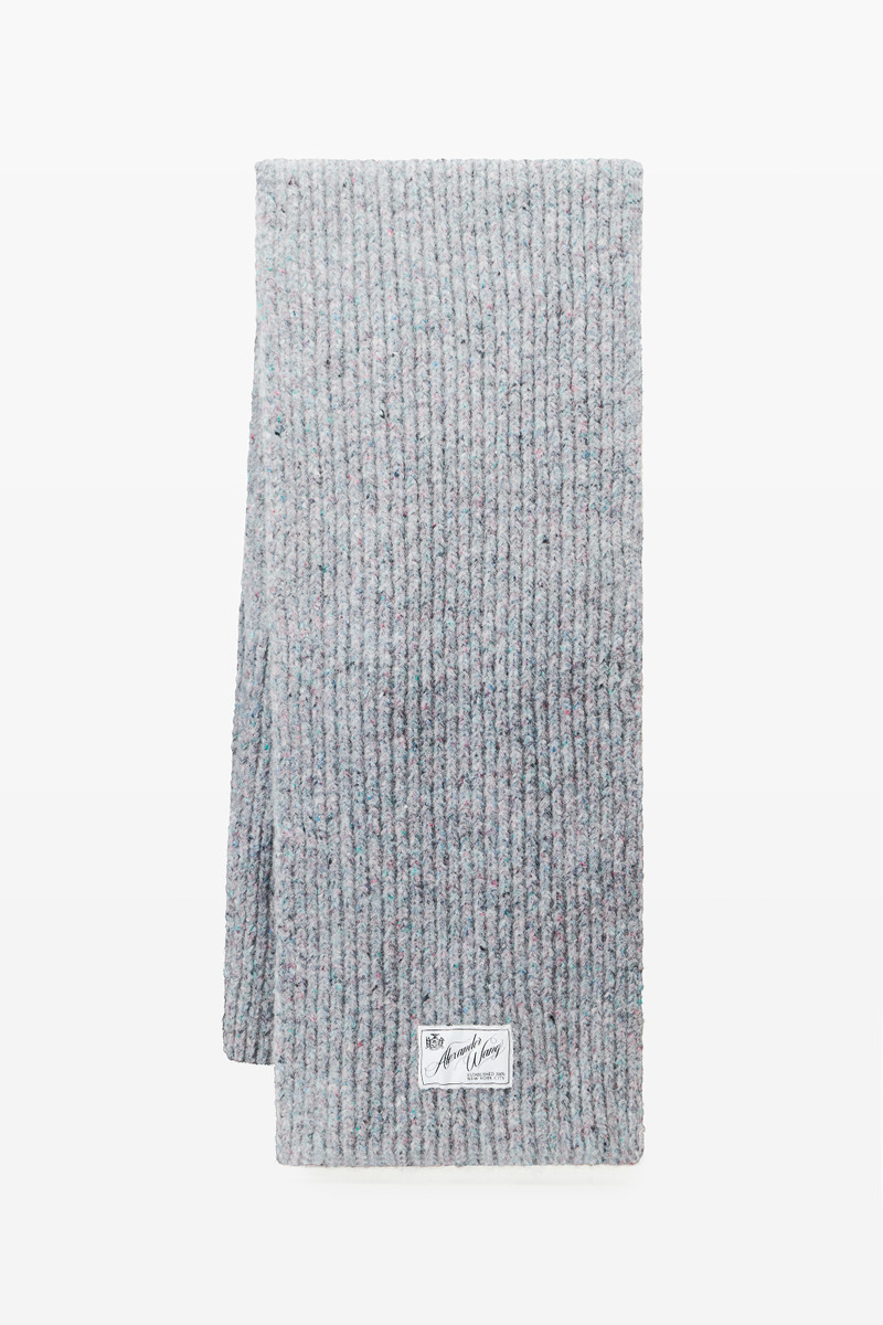 Grey Mouline Tweed Knit Scarf 1