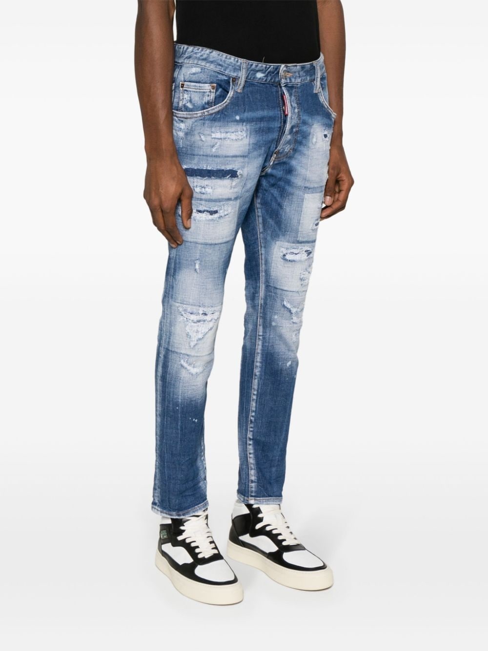 ripped mid-rise tapered jeans - 3