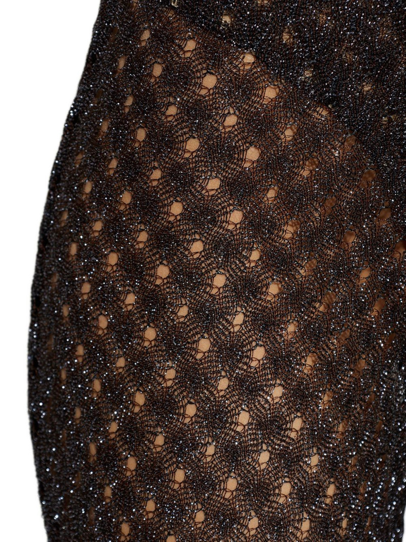 metallic-effect open-knit trousers 5