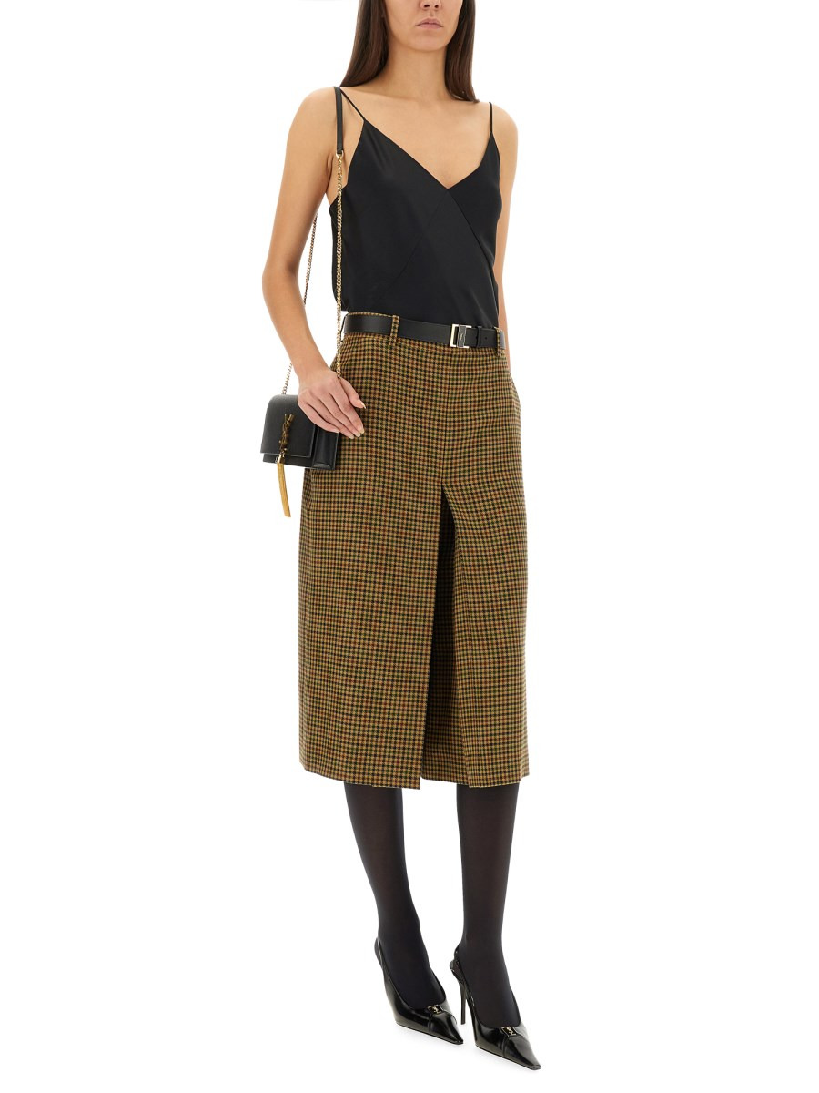 WOOL PLAID PANTS SKIRT - 2
