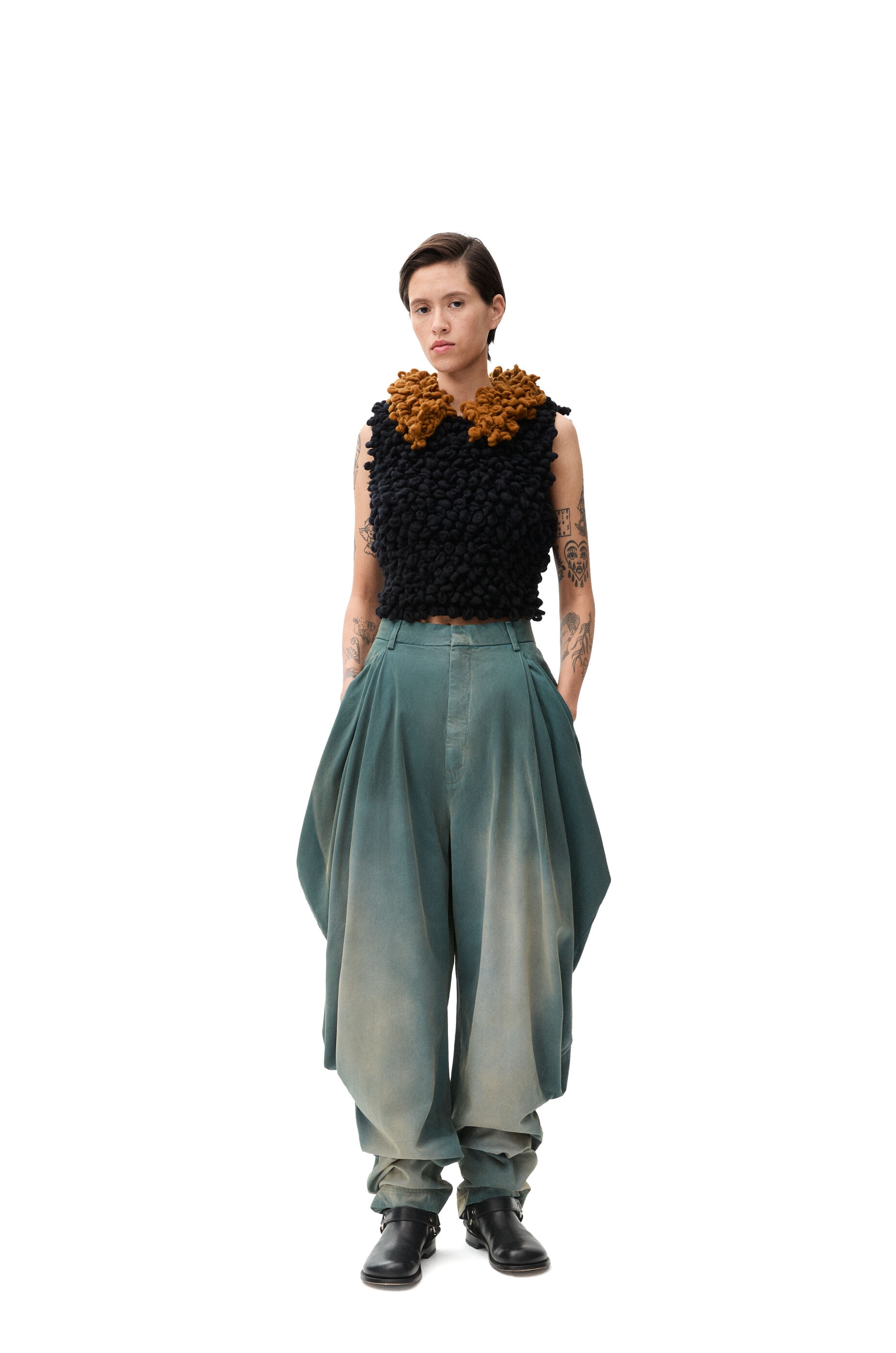 Draped trousers in cotton - 2
