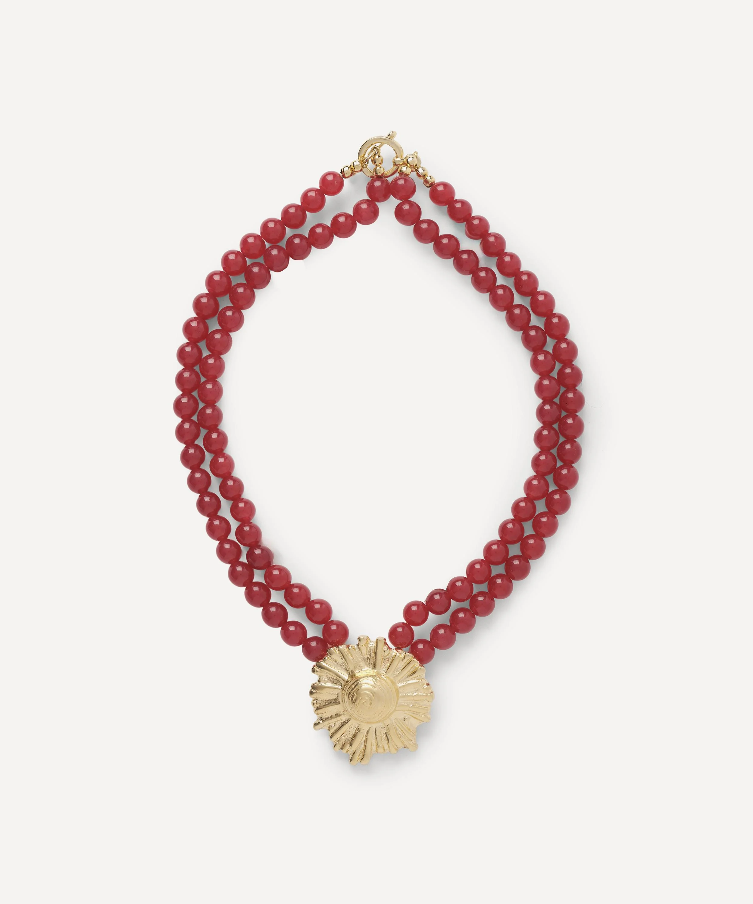18ct-24ct Gold Plated Red Jade Sun Necklace - 1