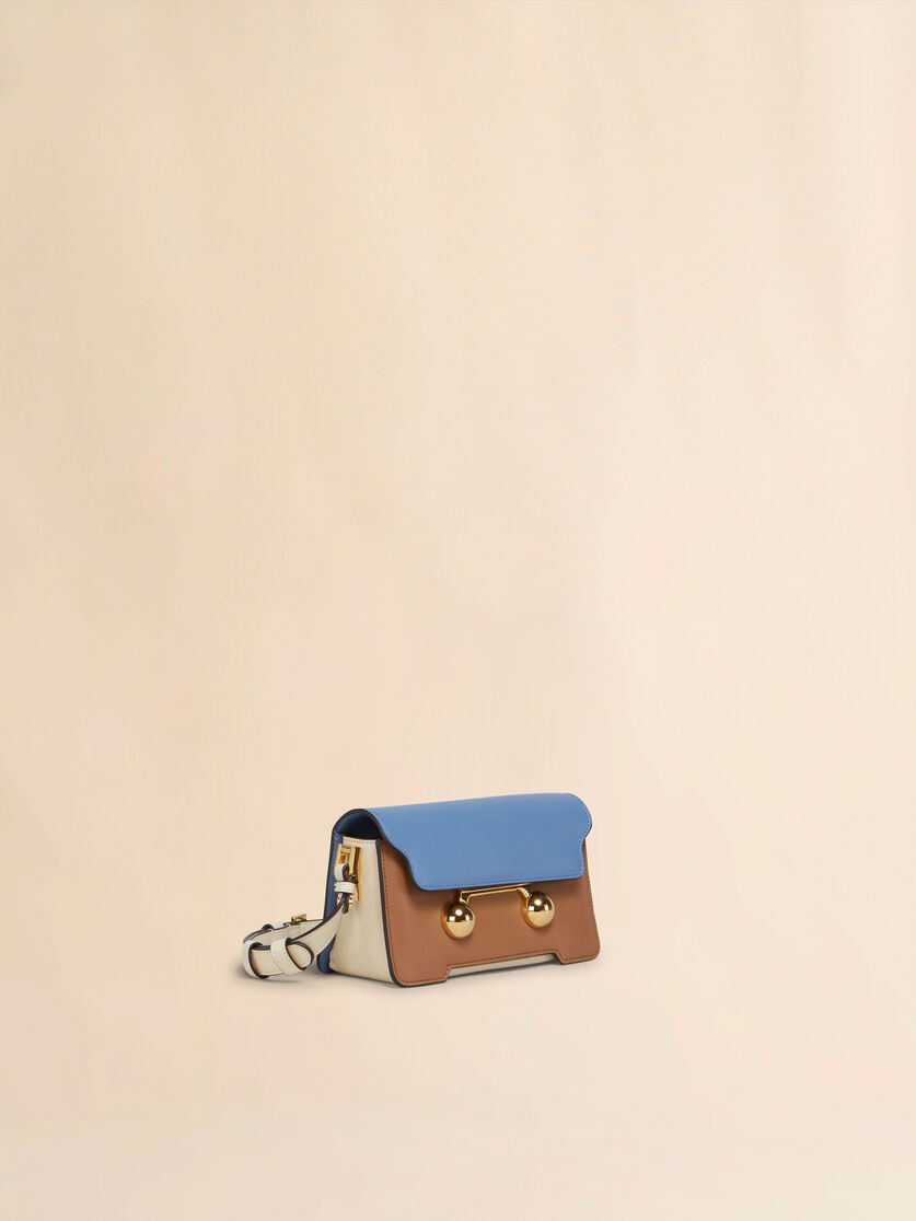 LIGHT BLUE, LIGHT BROWN AND WHITE LEATHER TRUNKAROO MINI SHOULDER BAG - 5