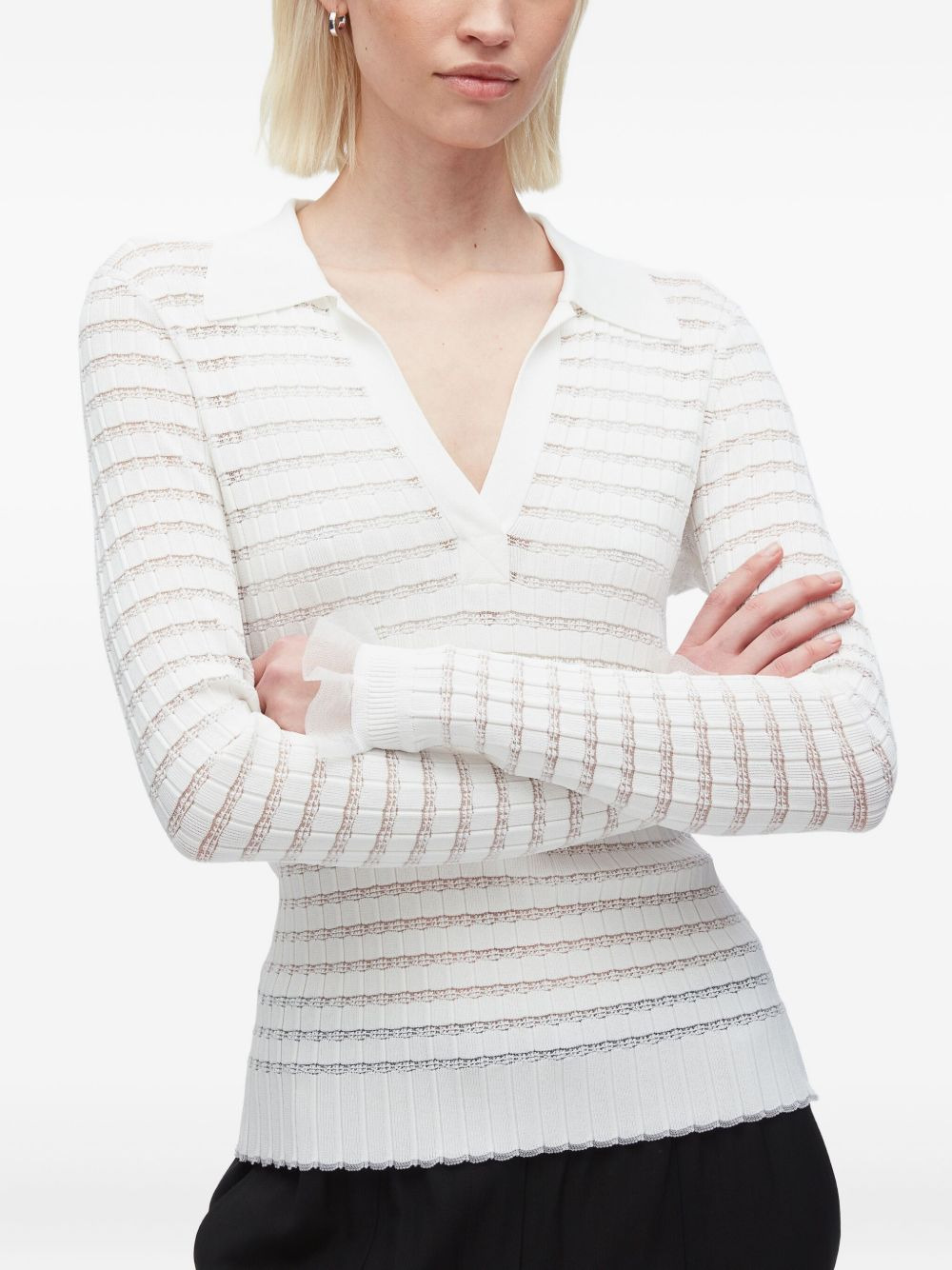 ribbed-knit polo-neck top - 5