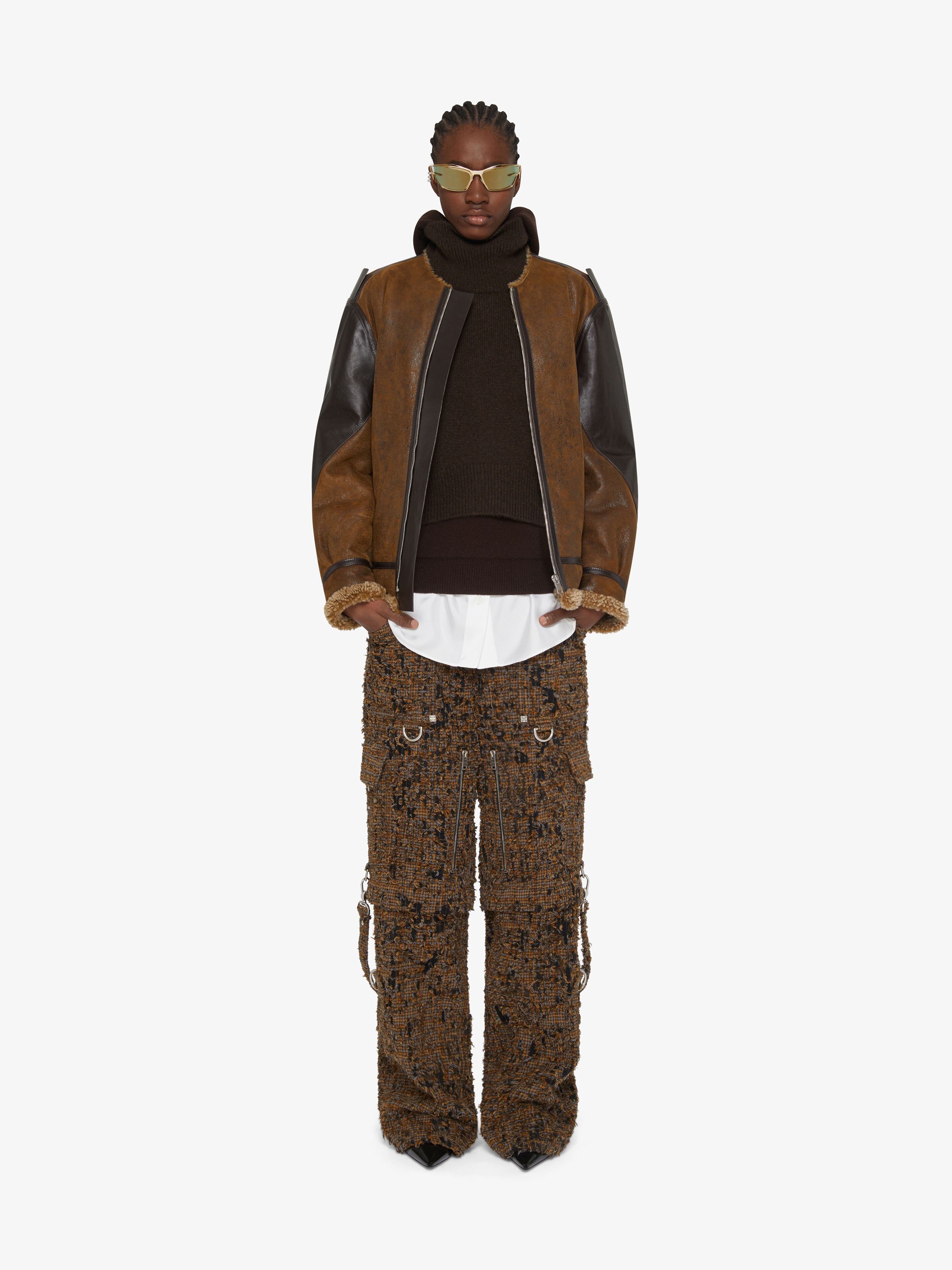 TWO IN ONE DETACHABLE PANTS IN DESTROYED CHECKS WITH SUSPENDERS - 2