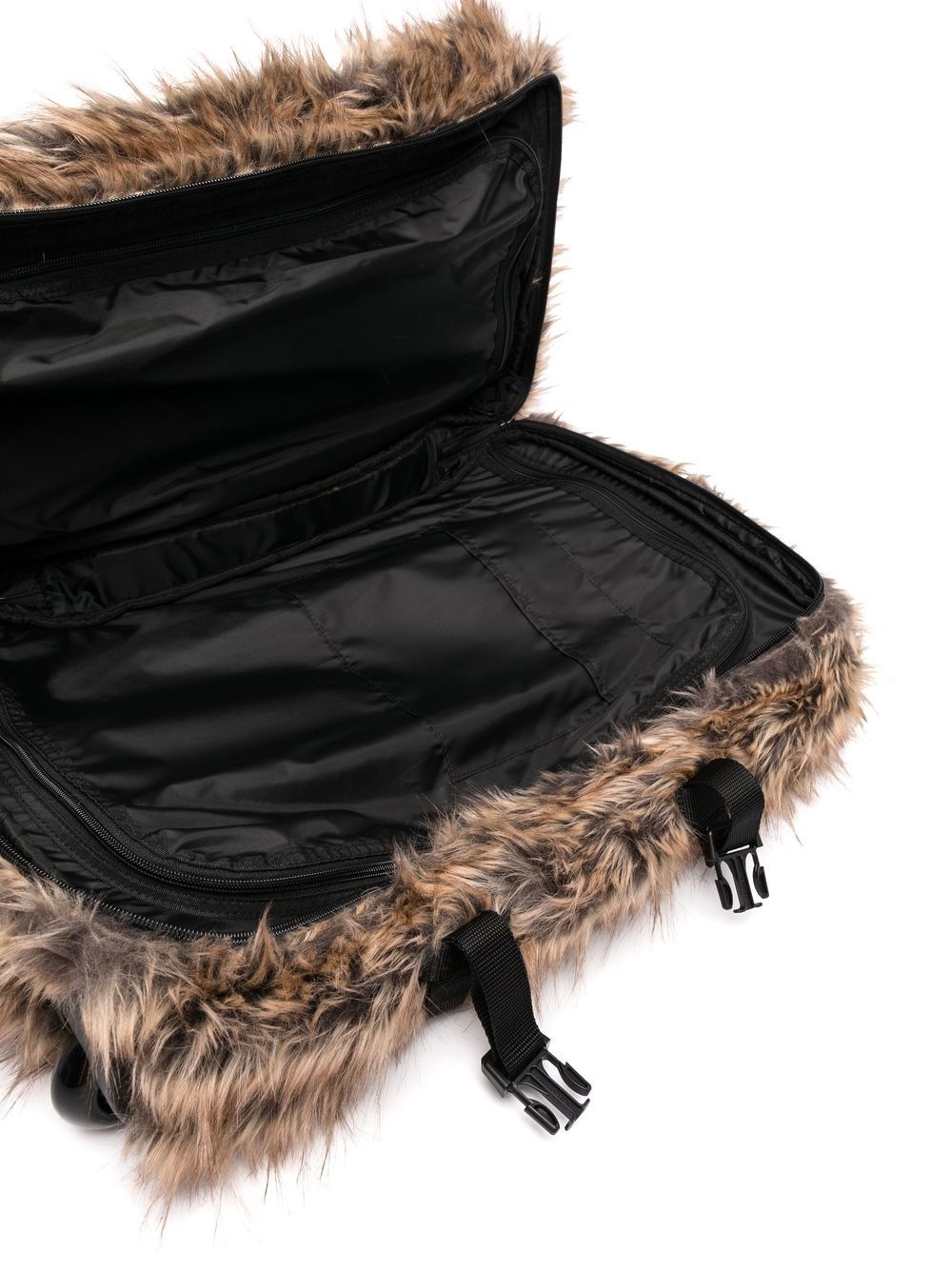 logo-patch faux-fur suitcase - 5