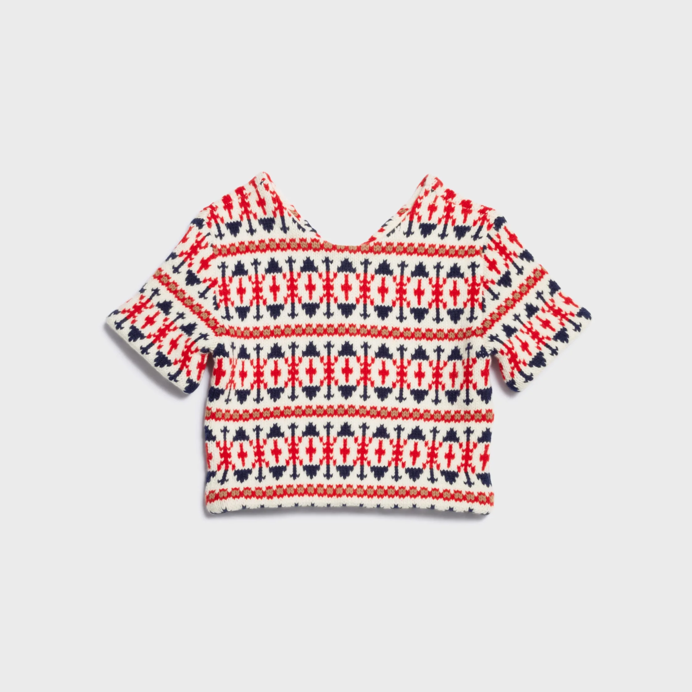 cropped sweater IN FAIR ISLE WOOL AND CASHMERE - 1