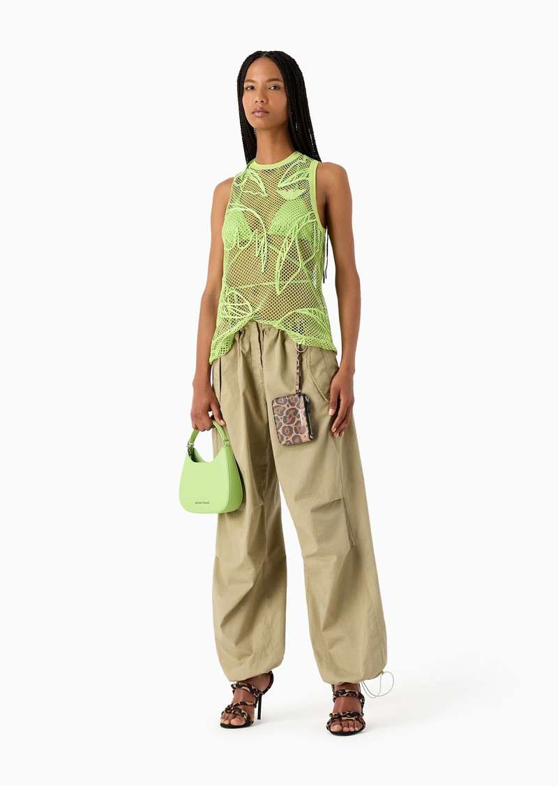 EMPORIO ARMANI Emporio Armani Sustainability Values Capsule Collection organic poplin drawstring trousers outlook