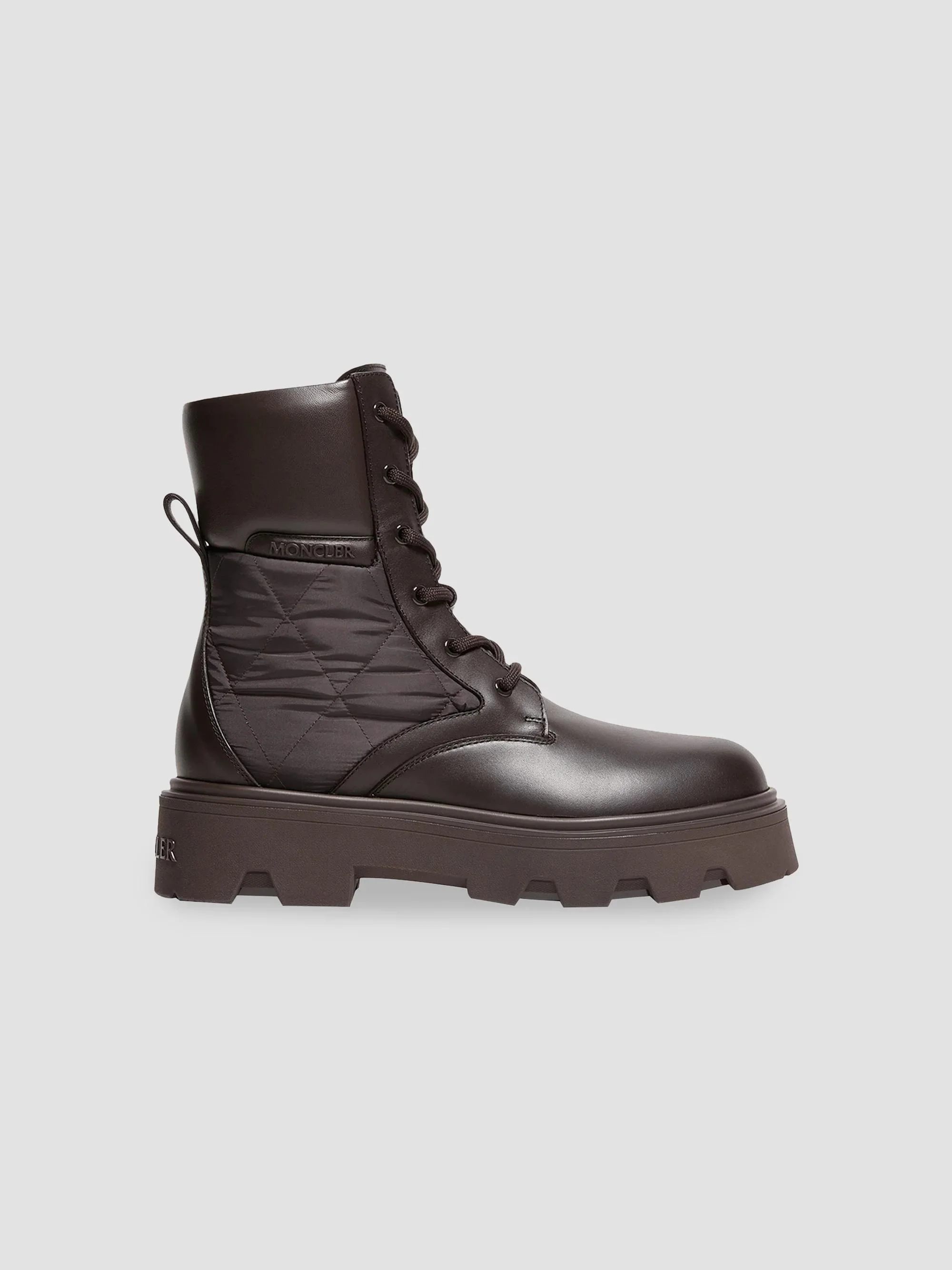 Women's Aurea Ankle Boots in Leather and Nylon - Dark Brown - 1