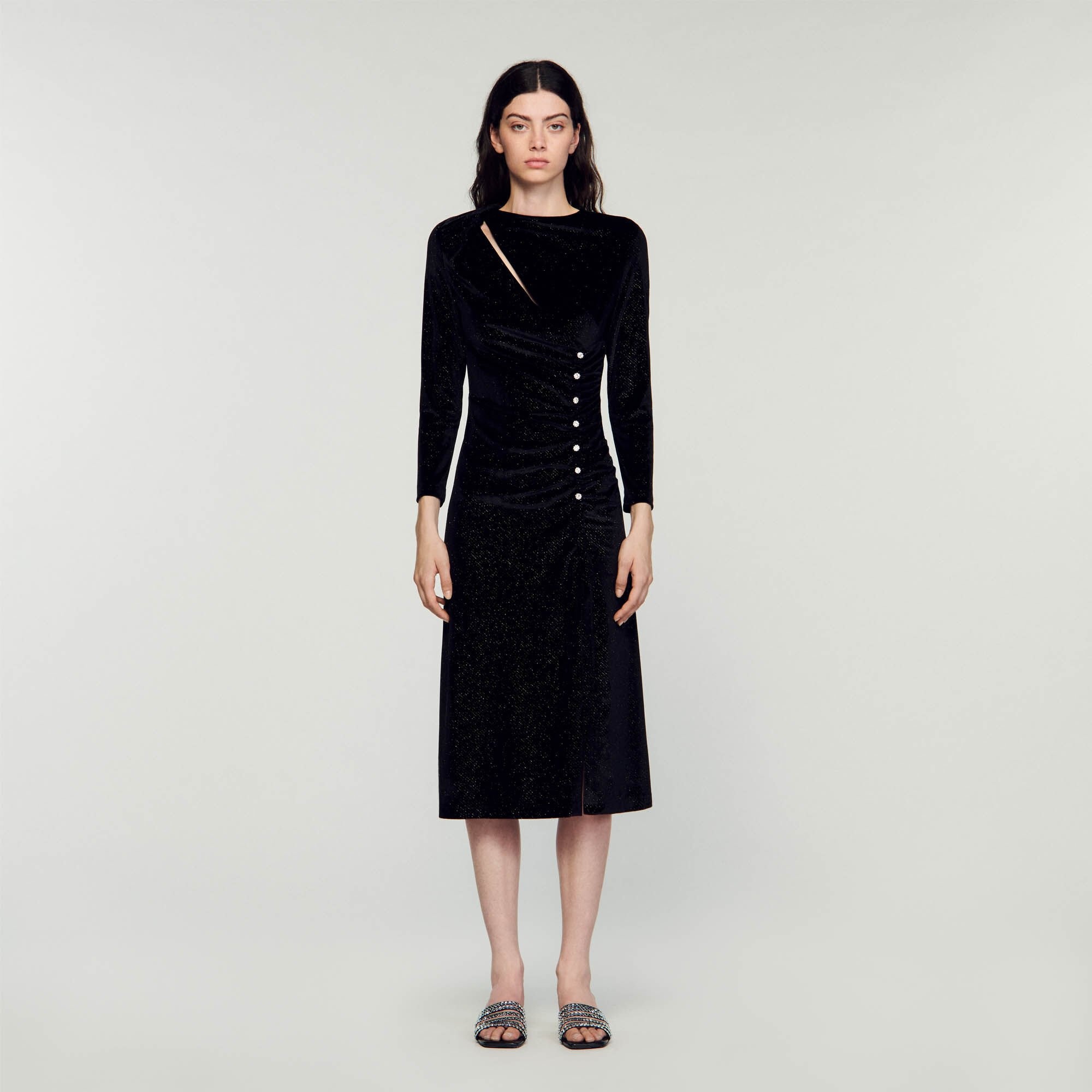 RHINESTONE VELVET DRESS - 3