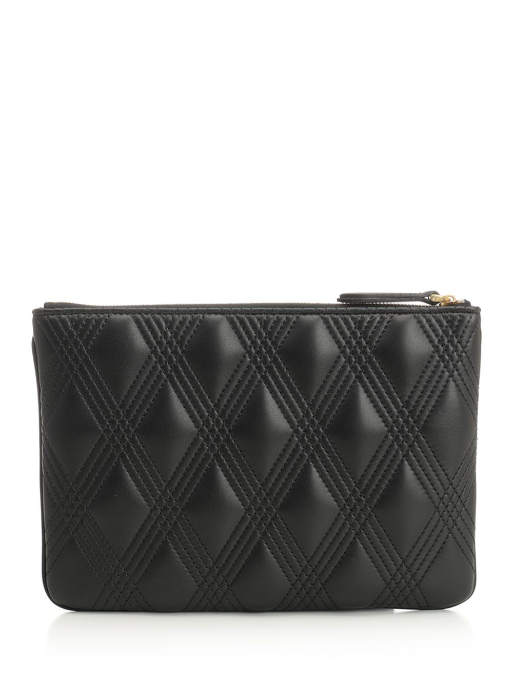 Medium Flat Pouch | Quiltie 67 | Nappa Deluxe/A.Brass Logo Small Leather Goods Black - 3