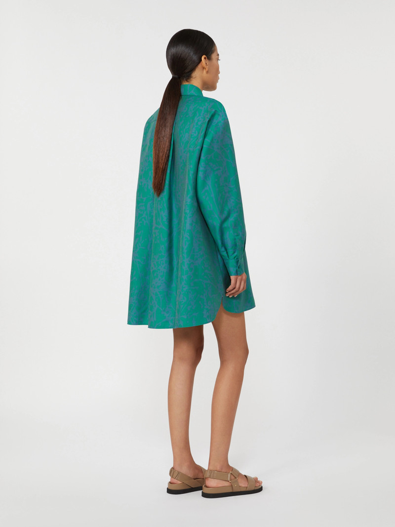 BIRD Printed cotton and silk shirt dress - GREEN 4