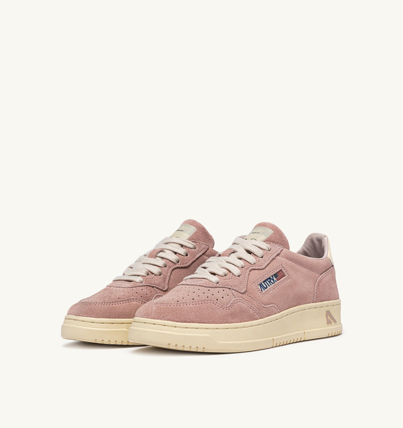 MEDALIST LOW SNEAKERS IN SILK AND OFF WHITE SUEDE - 2