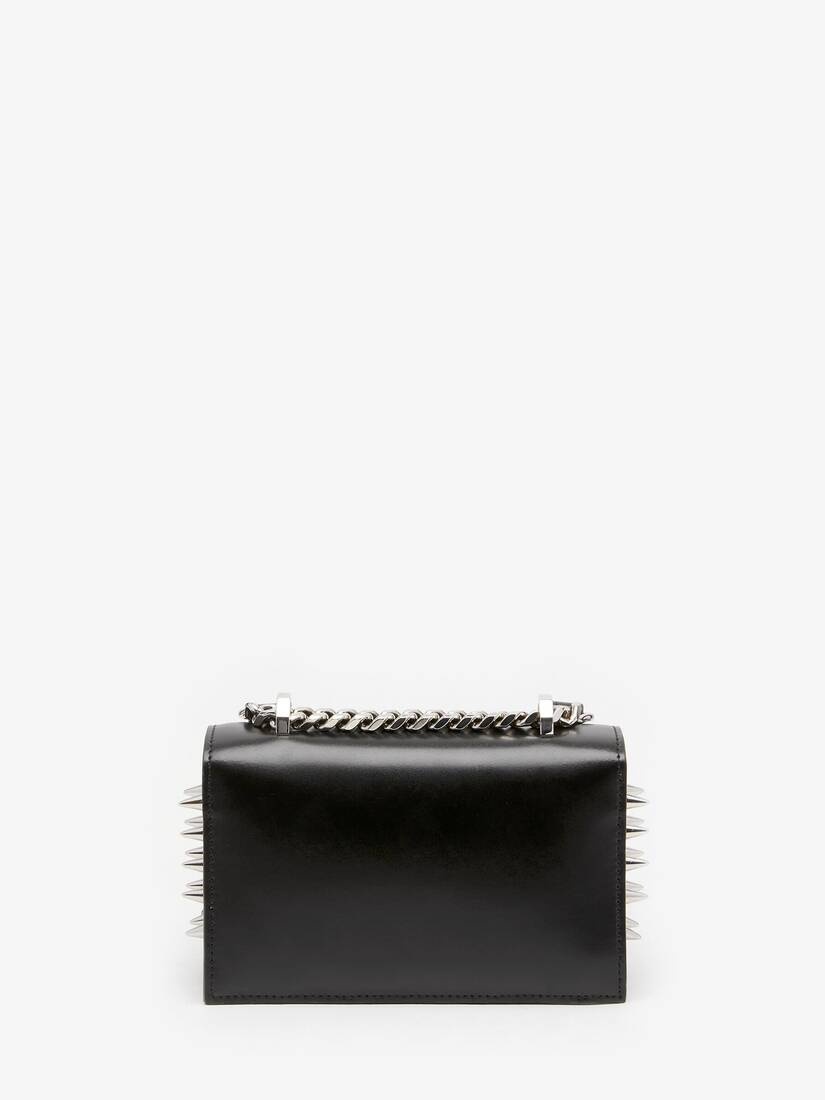 Women's The Biker Studded Mini Jewelled Satchel in Black - 3