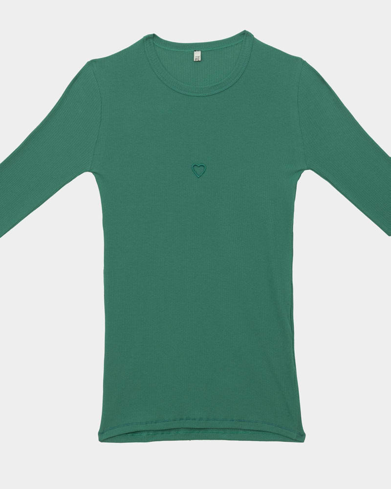 Heart Long Sleeve Tee - Fine Organic Cotton Rib 8