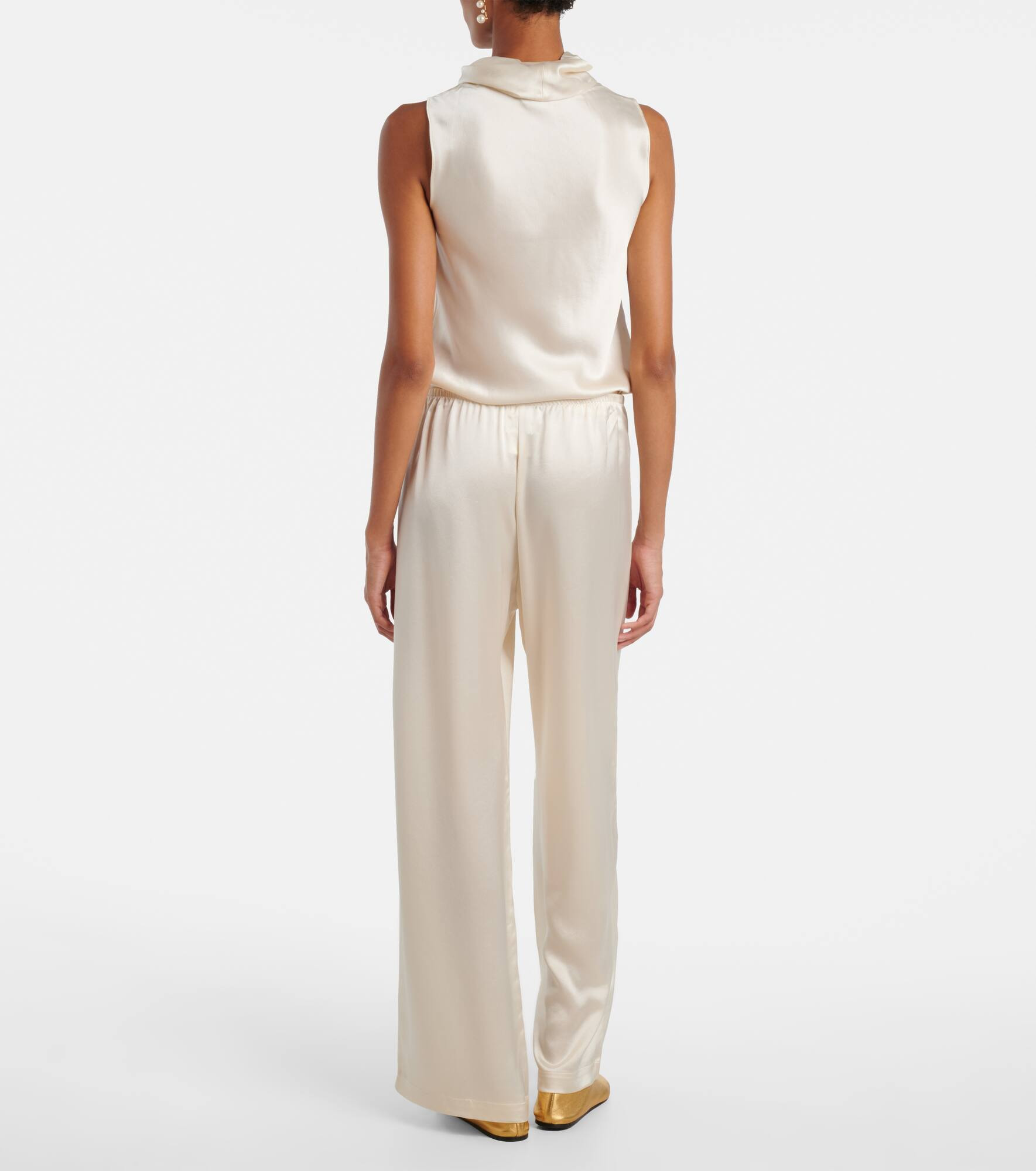Barb mid-rise satin wide-leg pants - 3