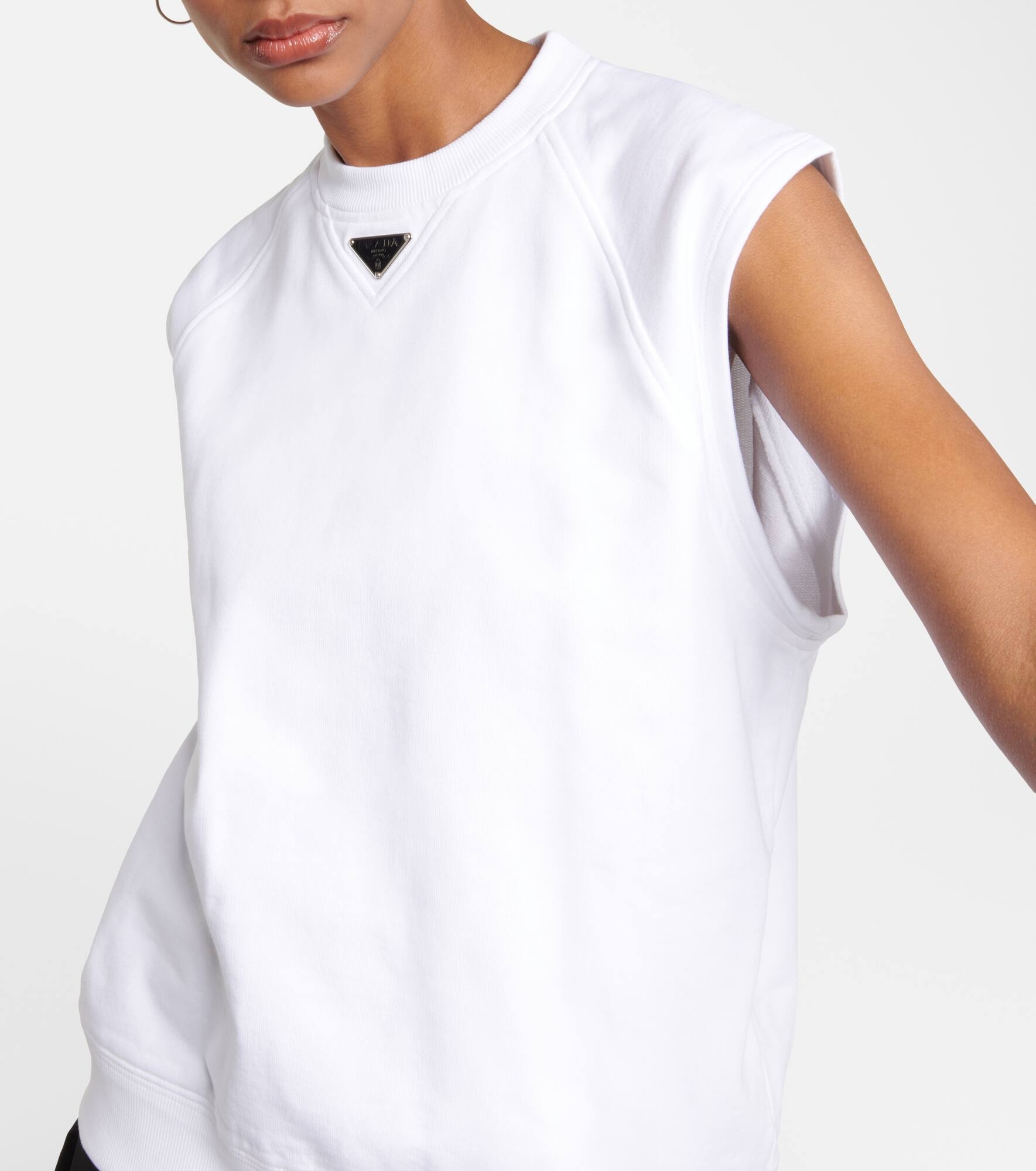 Logo cotton jersey top - 4