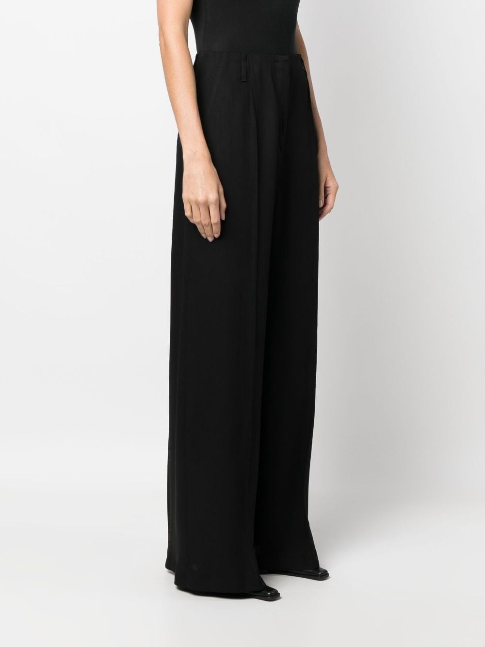 high-waisted wool-cotton palazzo pants - 3