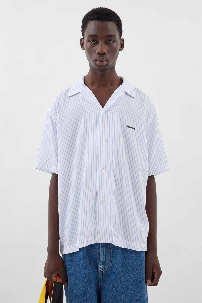 SUNNEI STRIPED SHORTSLEEVE SHIRT / azure & off white outlook
