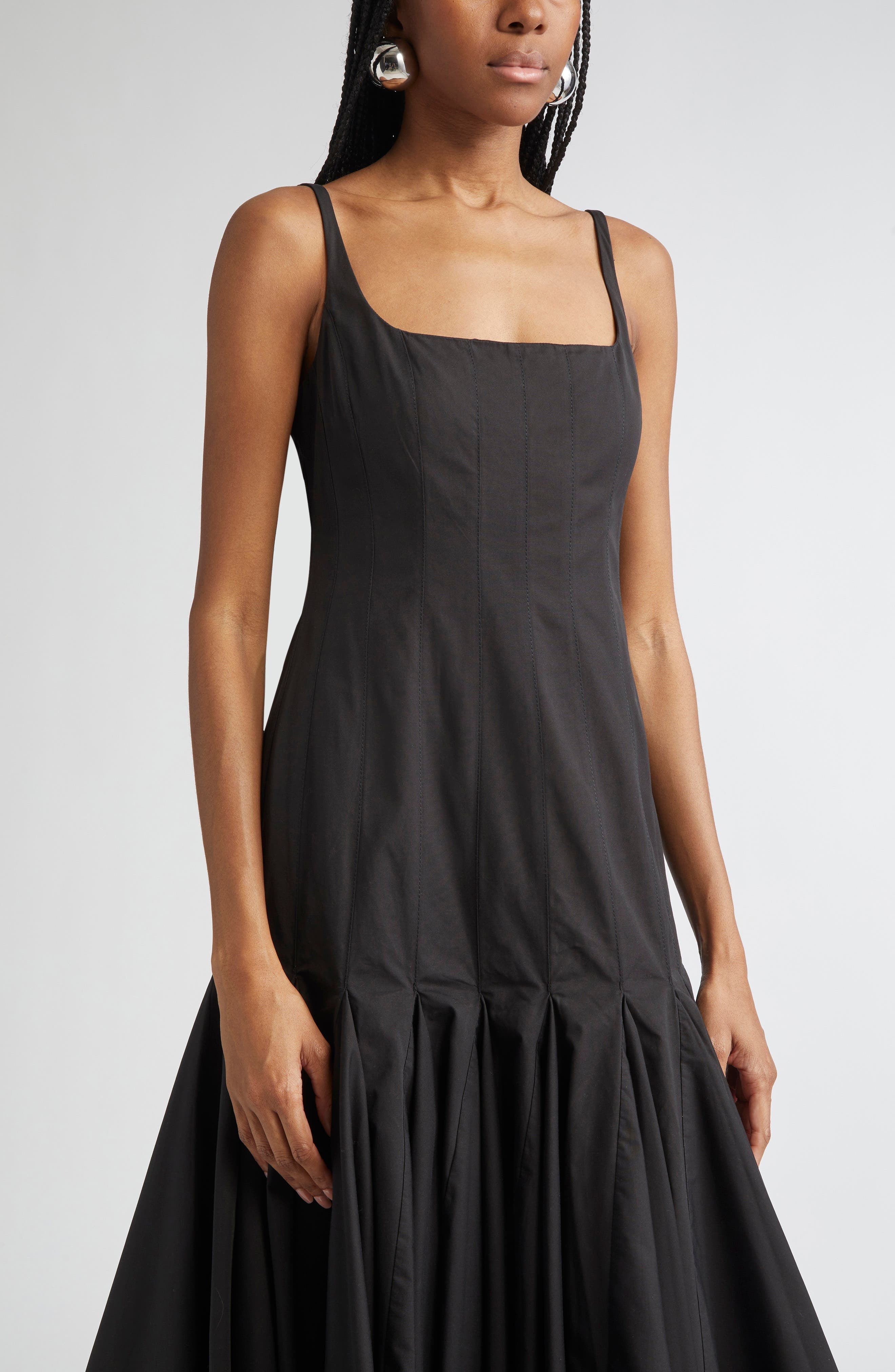 Jacquemus La Robe Agave Drop Waist Cotton Poplin Midi Dress in Black at Nordstrom - 4